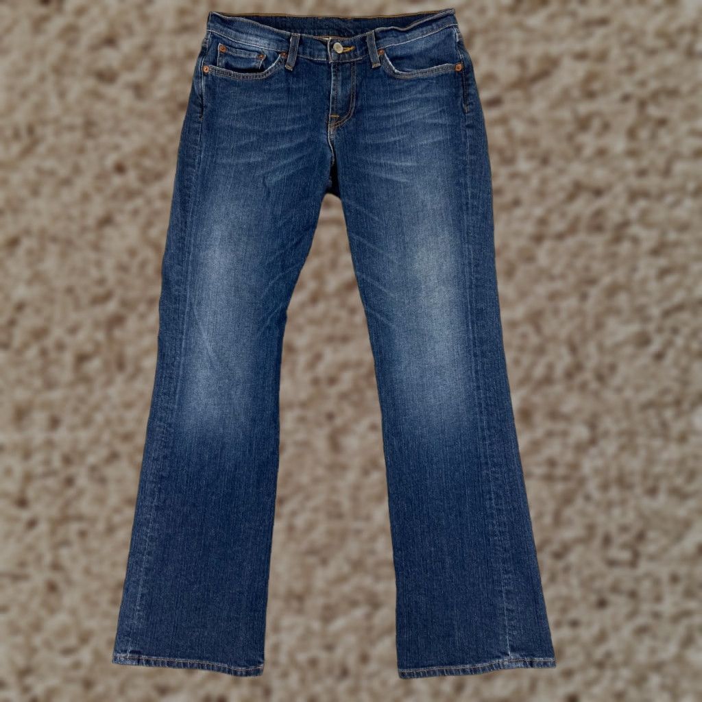 Lucky Brand VINTAGE Lucky Brand Pants Women 8 Blue Denim Jean Low Rise Flare Dark Wash 28x30 Womens Size 30" / US 8 / IT 44 - 1 Thumbnail