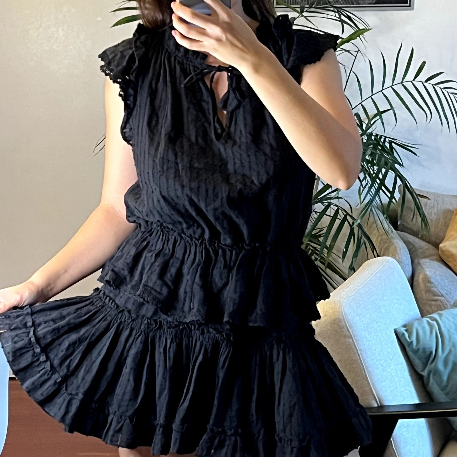 MISA Los Angeles Misa Los Angeles Lilian Eyelet Mini black 100% cotton dress Size S / US 4 / IT 40 - 2 Thumbnail