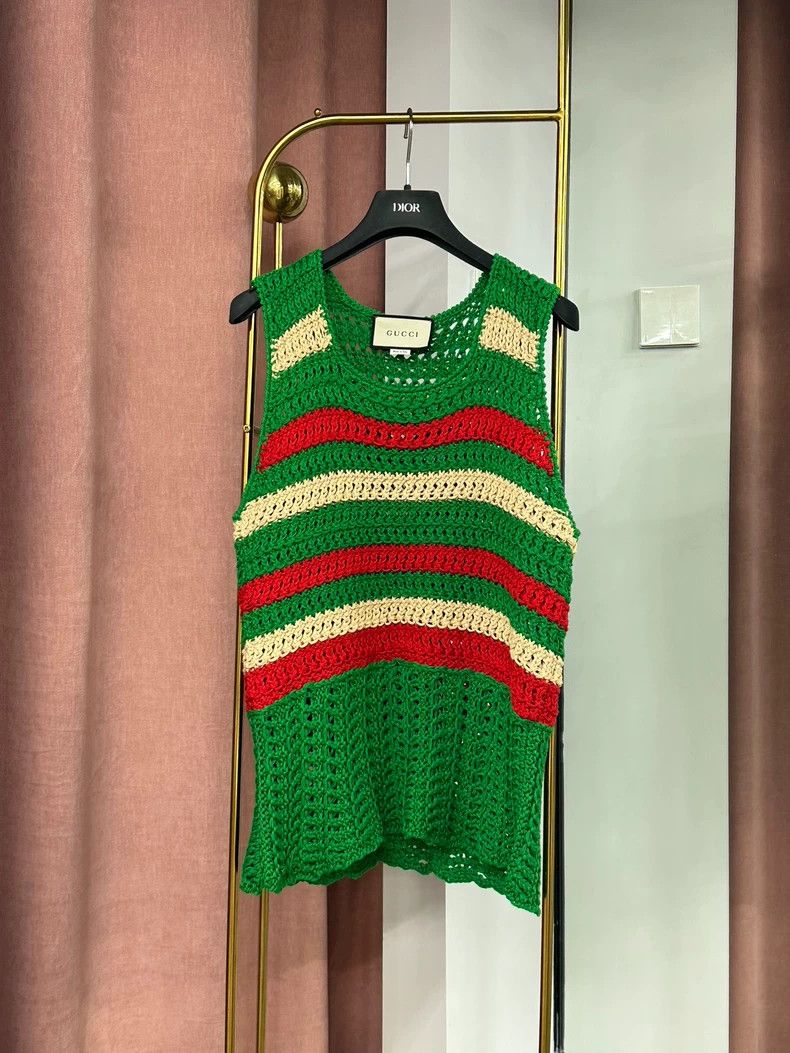 Gucci Gucci Green Striped Knit Sleeveless Top - dmc Size US XS / EU 42 / 0 - 1 Thumbnail