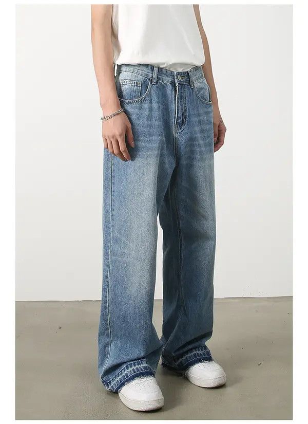 Japanese Brand Yuri Retro men's washed straight loose wide-leg jeans Size US 32 / EU 48 - 6 Thumbnail