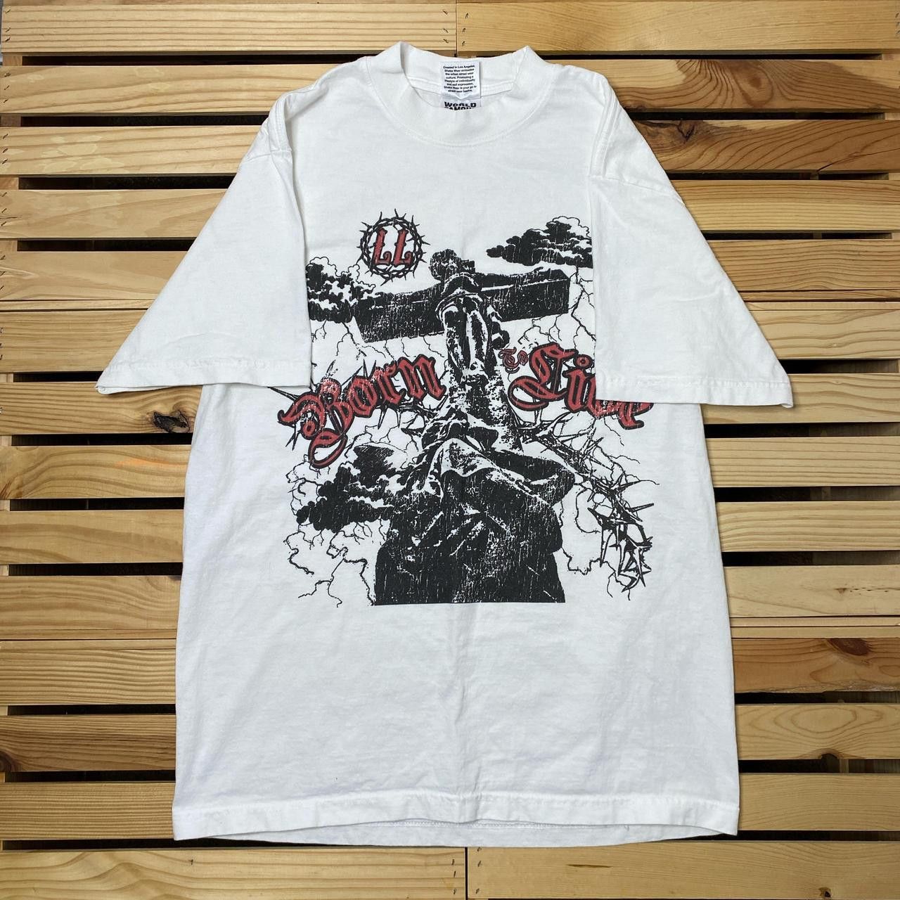 Other "Born To Live" White Crucifixion Jesus Tee Size Medium Size US M / EU 48-50 / 2 - 1 Thumbnail