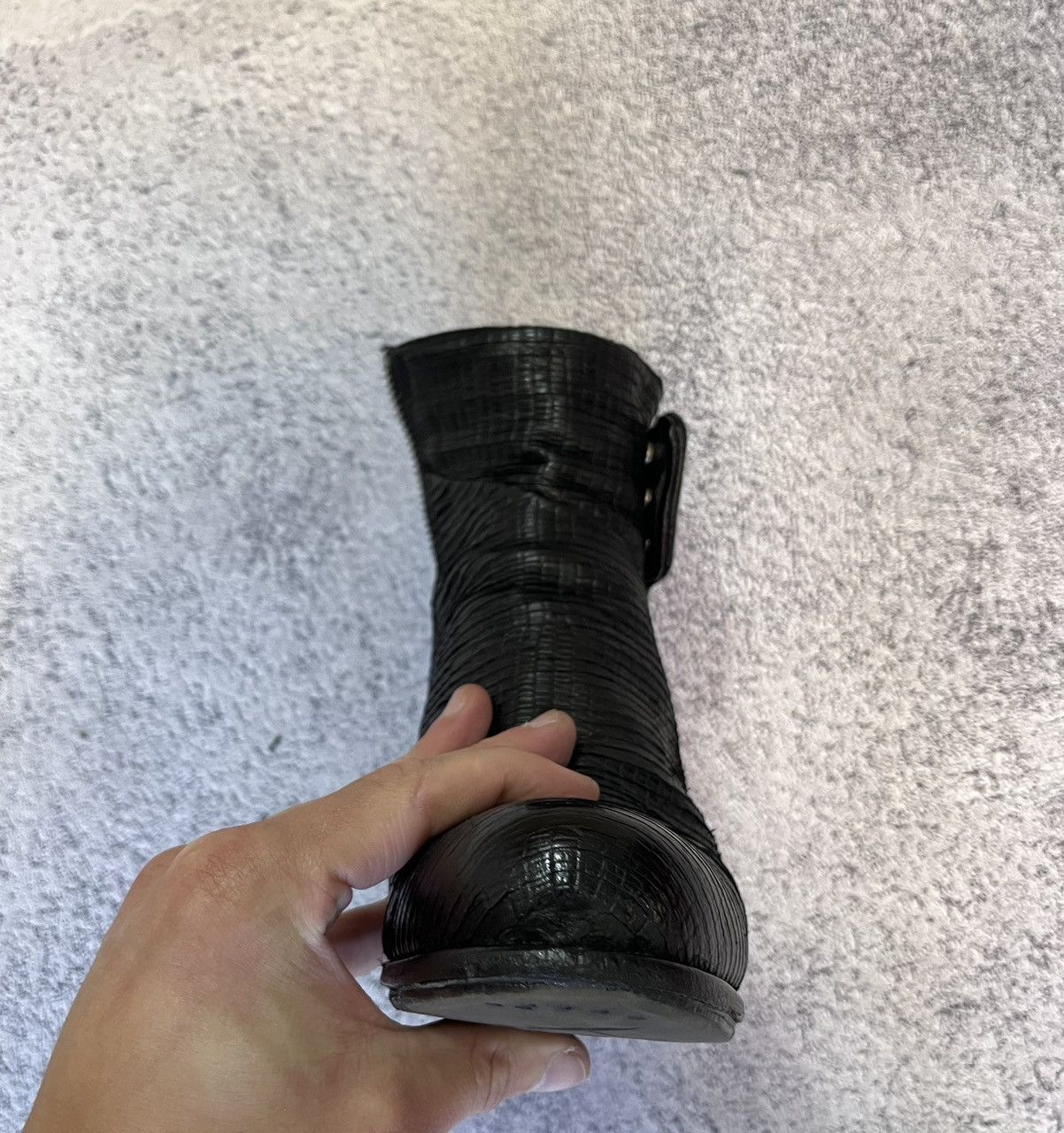 A.S.98 AS.98 Black Textured Leather Block Heel Boots Size 40 Size US 10 / IT 40 - 25 Thumbnail