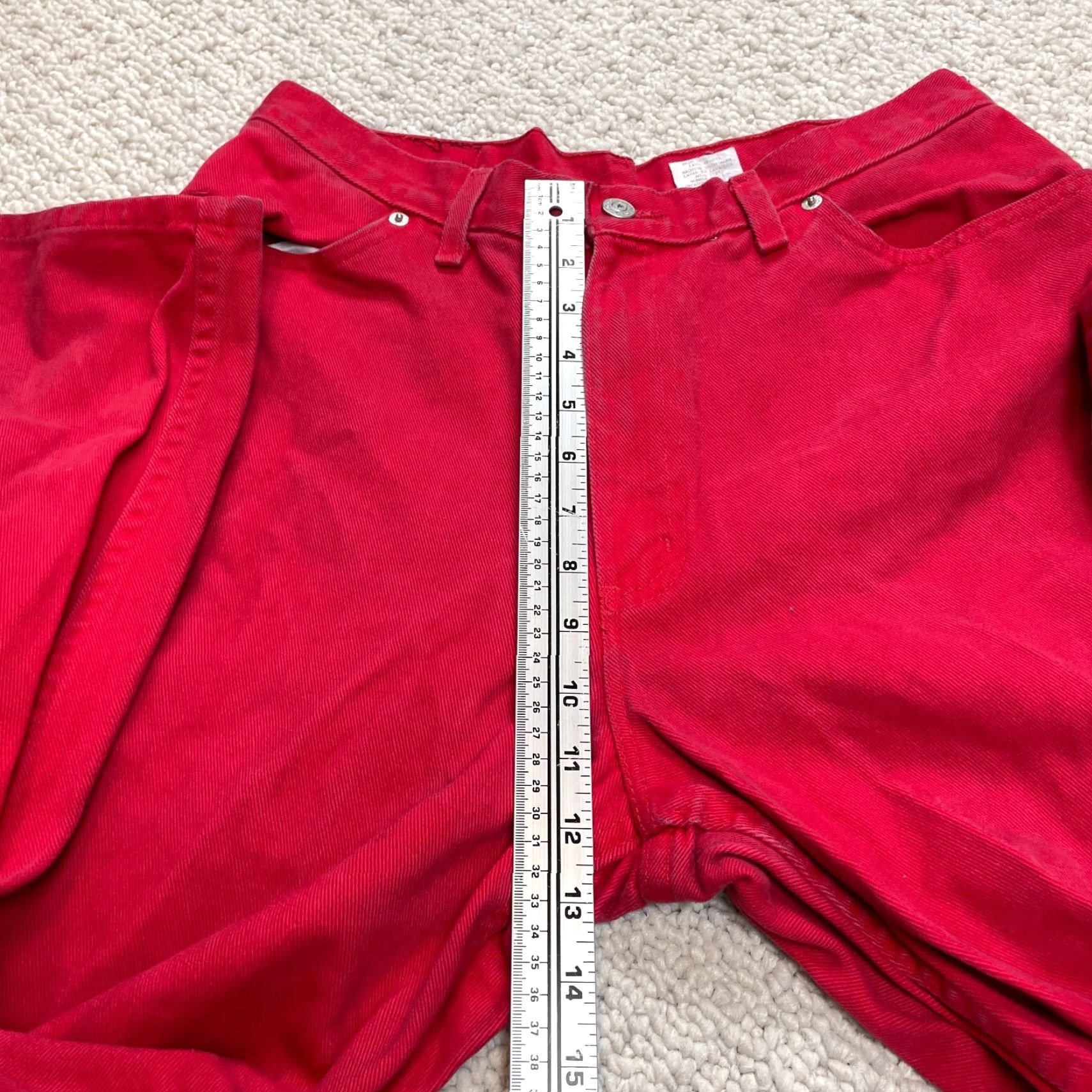 Faded Glory Faded Glory Jeans Womens 14 Petite Red Denim High Rise Straight Solid Zip 30x28 Size 36" / US 14 / IT 50 - 4 Thumbnail