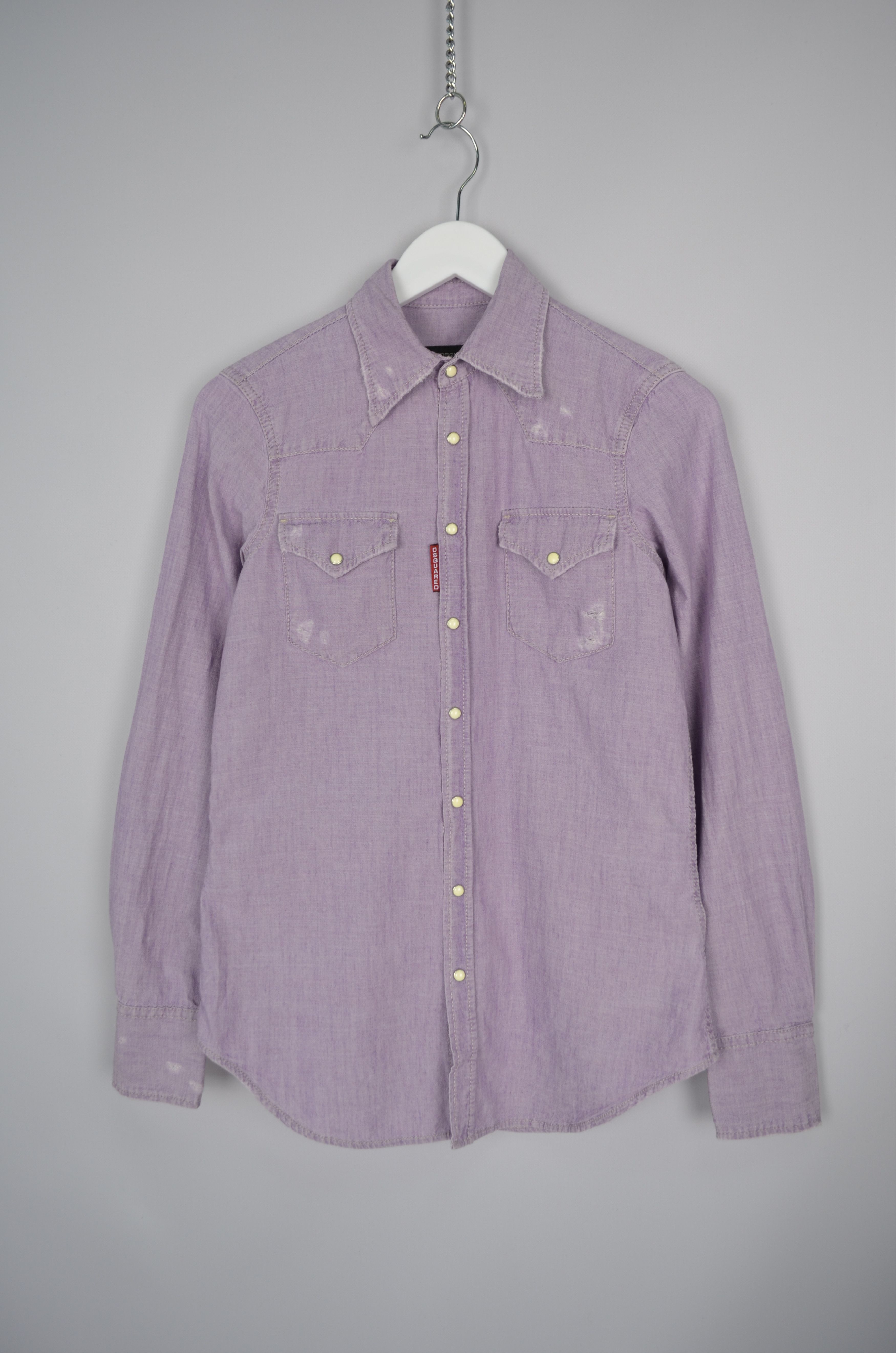 Designer × Dsquared2 Dsquared2 Denim Western Snap Distressed Shirt Violet Size 40 Size S / US 4 / IT 40 - 16 Thumbnail