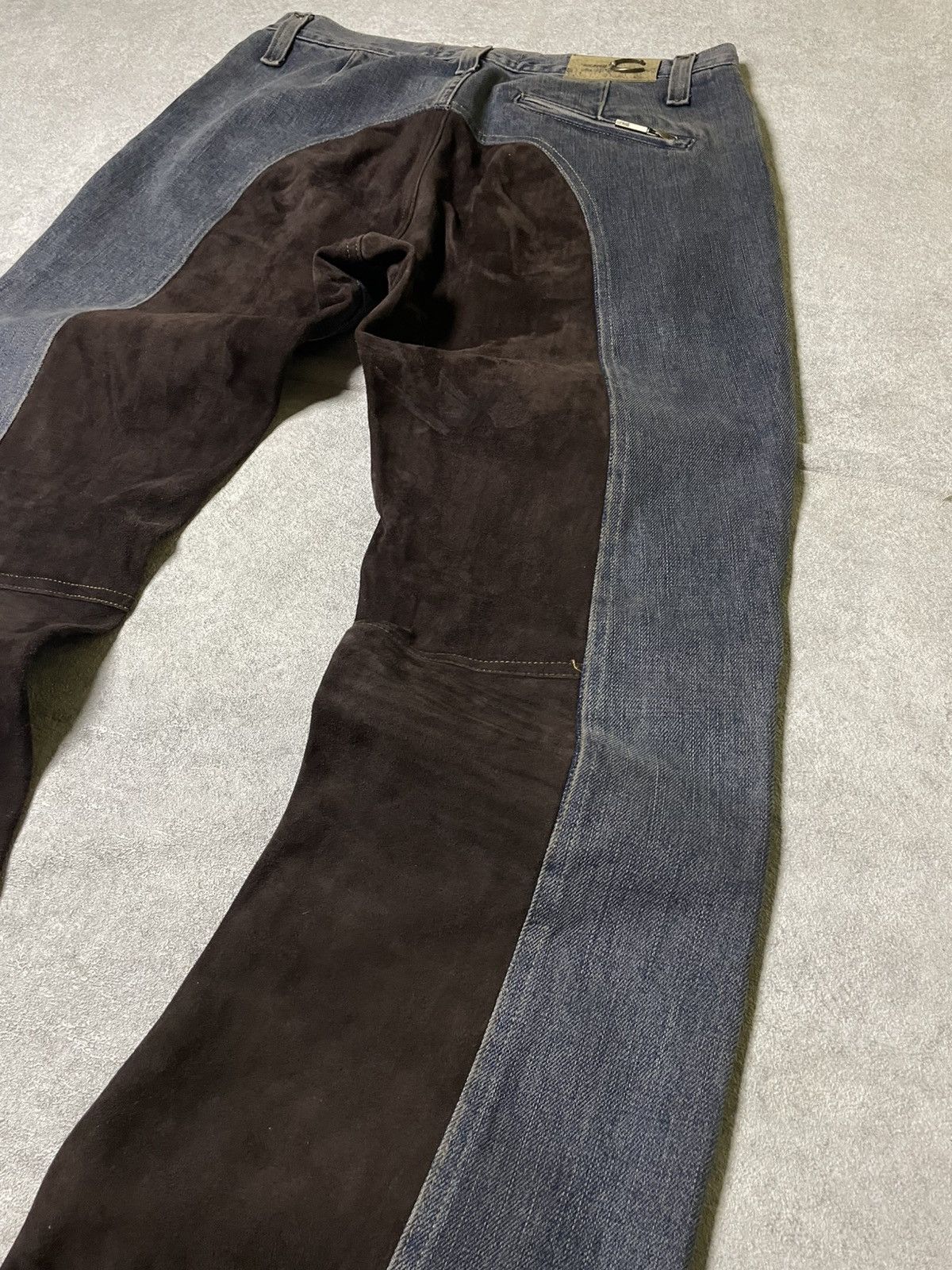 Roberto Cavalli AW2003 Cavalli Two Tone Hybrid Blue Leather Denim Jeans Size US 31 - 3 Thumbnail