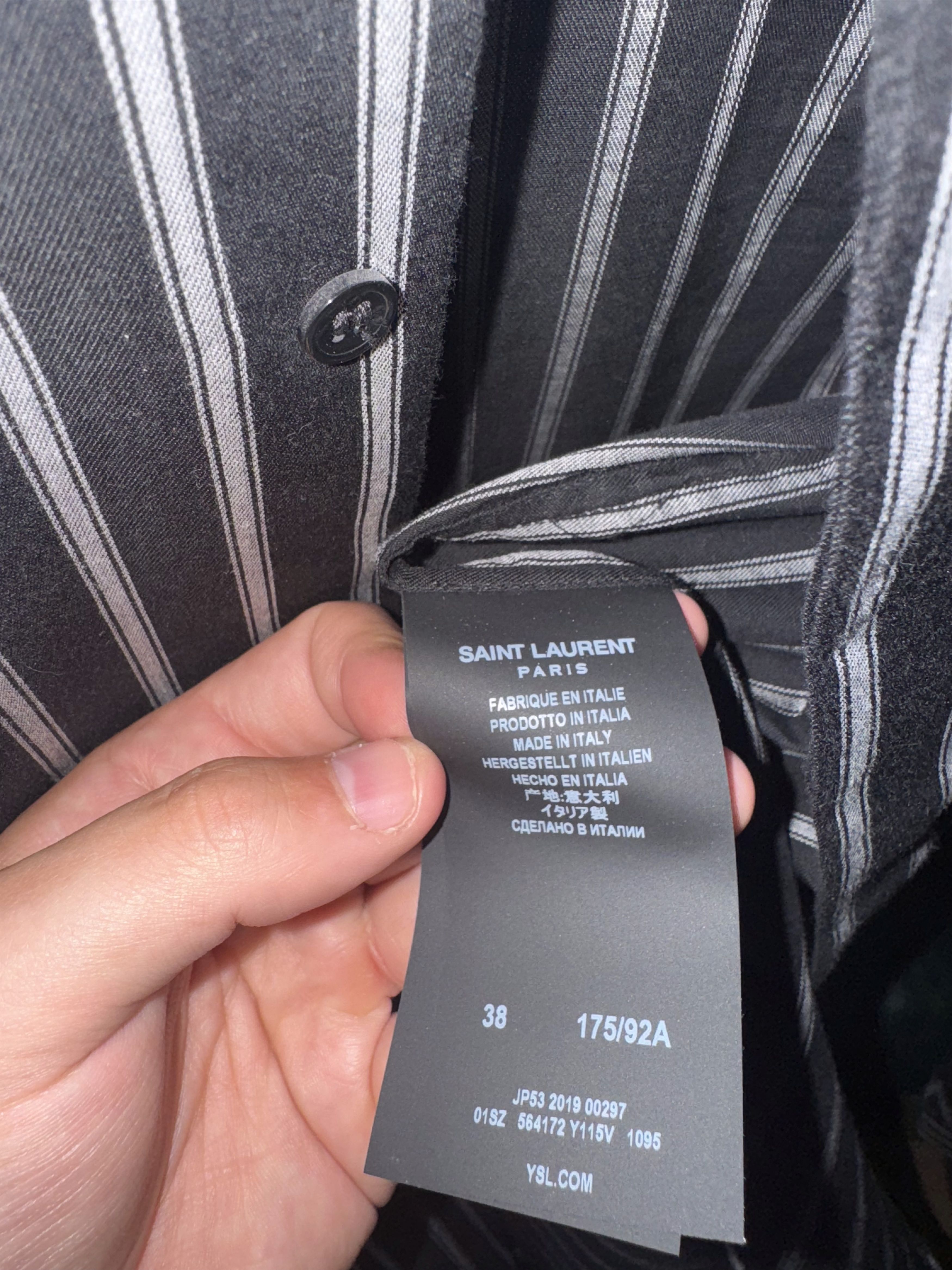 Saint Laurent Paris Saint Laurent Paris Black Stripped Button Up Size US M / EU 48-50 / 2 - 4 Thumbnail