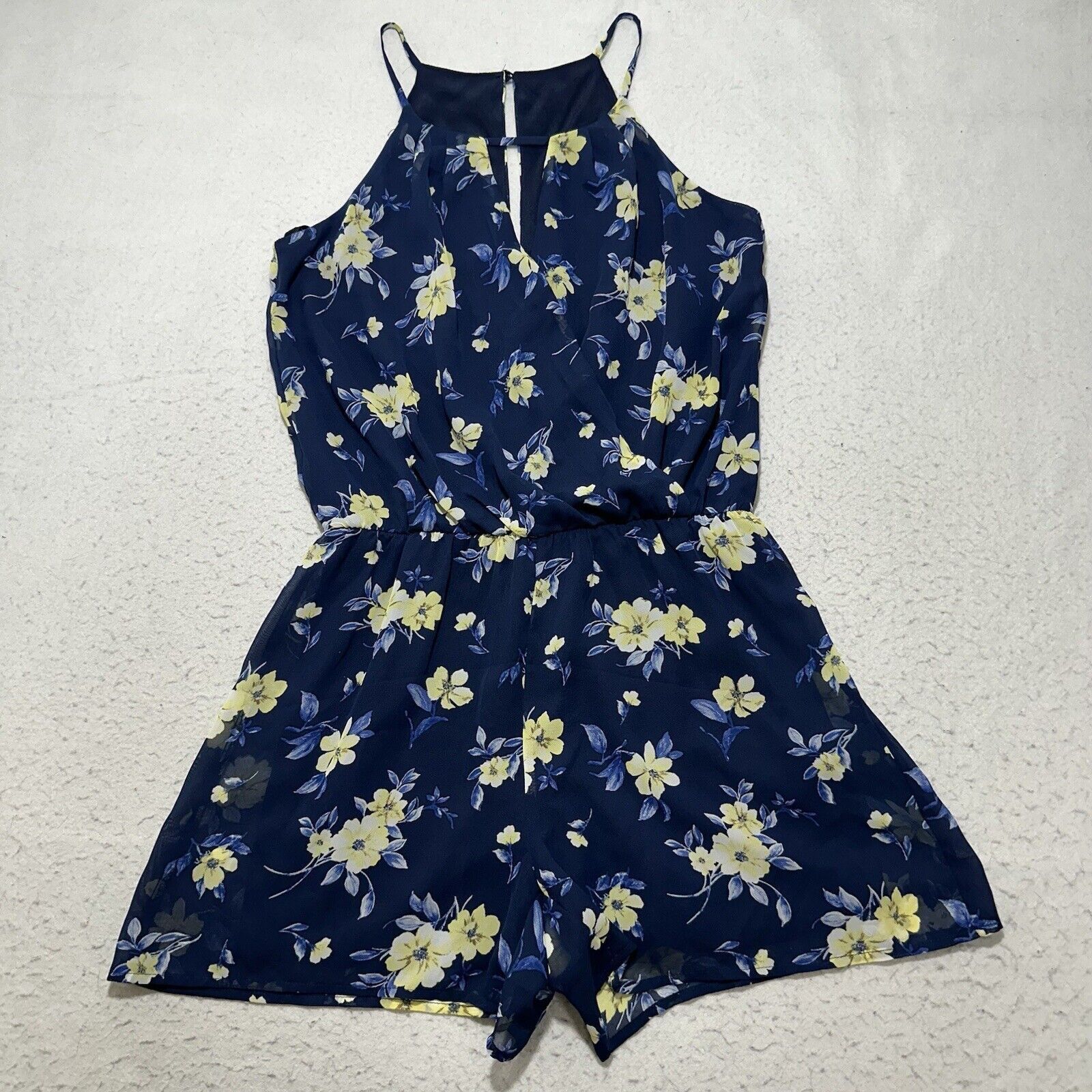 Other BCX Small Blue Yellow Floral Romper 4" Inseam Lightweight Size 28" / US 6 / IT 42 - 1 Thumbnail
