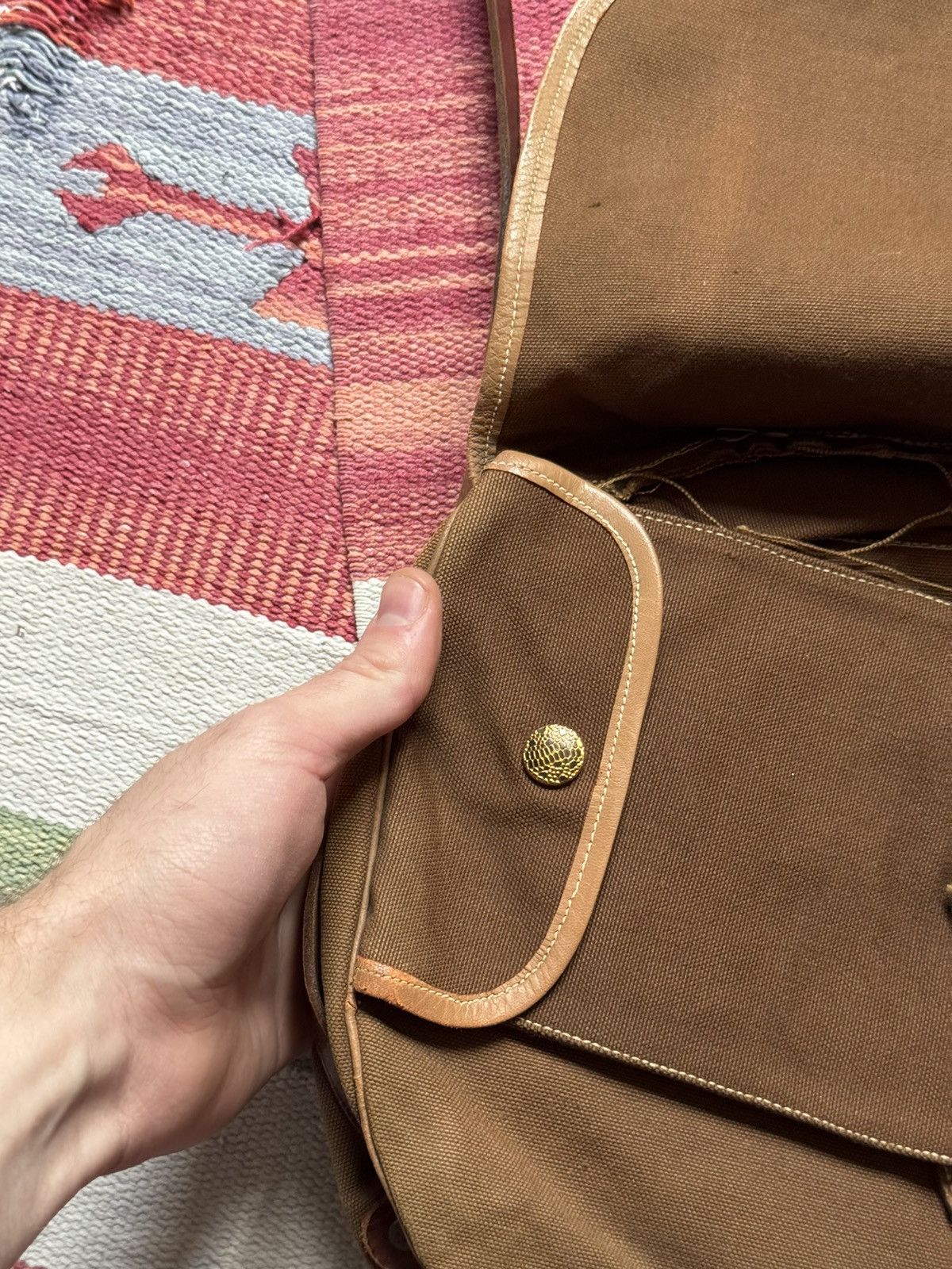 Vintage Vintage 60-70’s Brown Canvas Shoulder Bag Size ONE SIZE - 9 Thumbnail