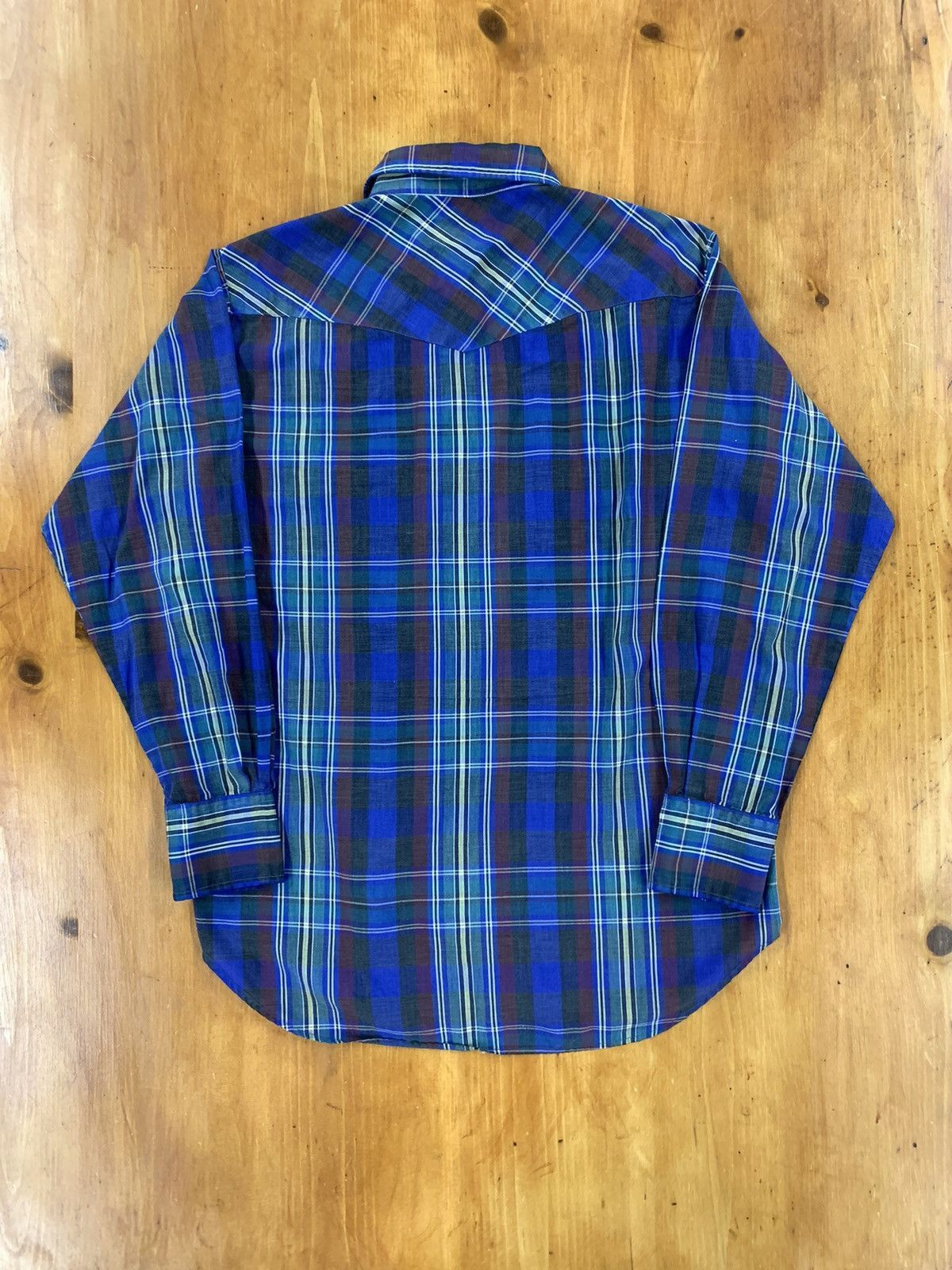 Vintage Vintage 1980s Outlaw Blue Plaid Western Shirt Size US L / EU 52-54 / 3 - 1 Thumbnail