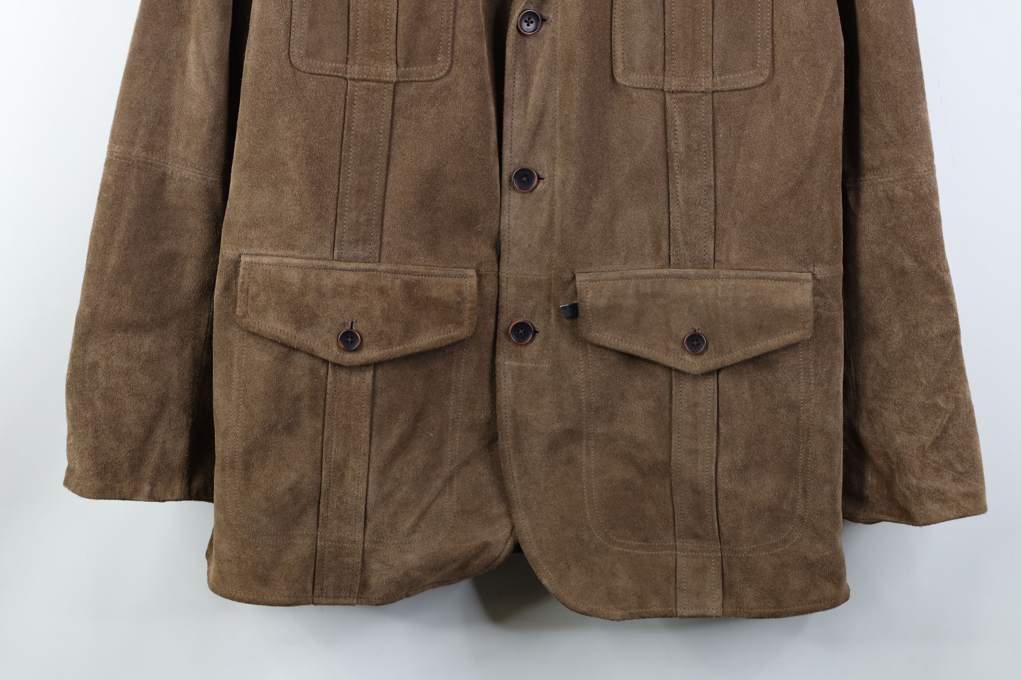 Vintage Vintage 90s Streetwear Suede Leather Military Blazer Jacket Size US L / EU 52-54 / 3 - 3 Thumbnail