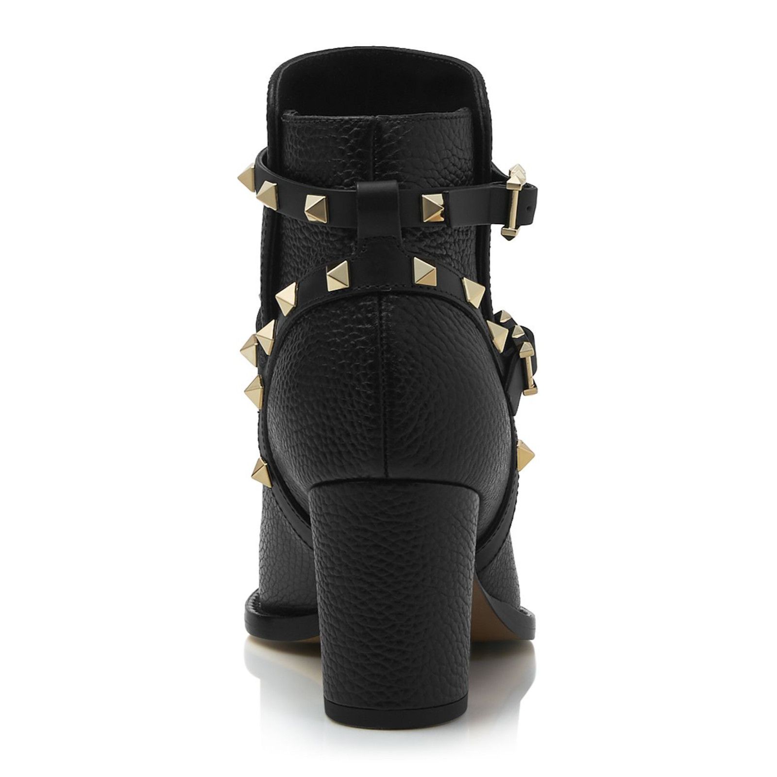 Valentino Rockstud City 70mm Black Leather Stud Block Heel