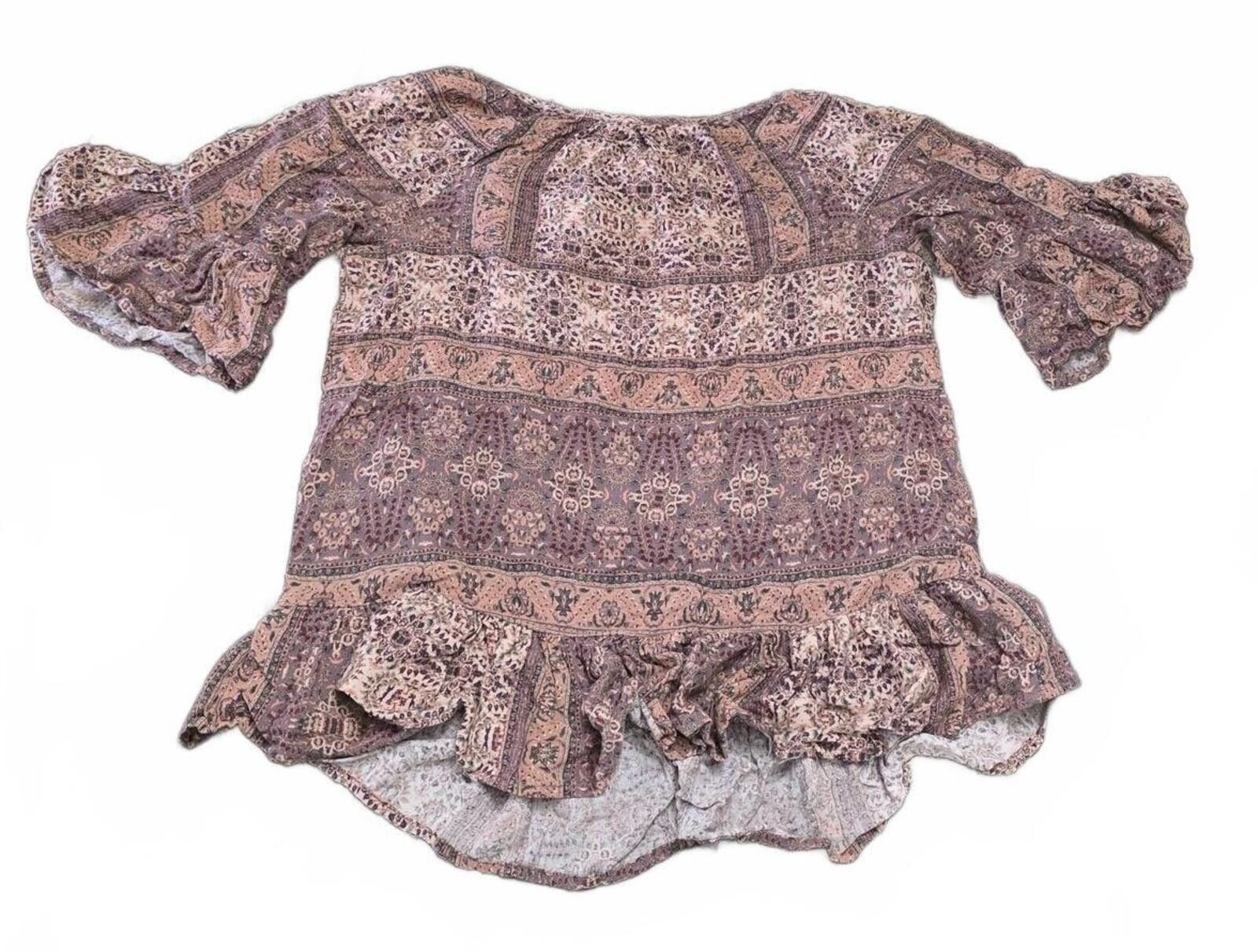 Other Knox Rose Boho Rayon Printed Ruffle Sleeve Top Size Small Size S / US 4 / IT 40 - 3 Thumbnail