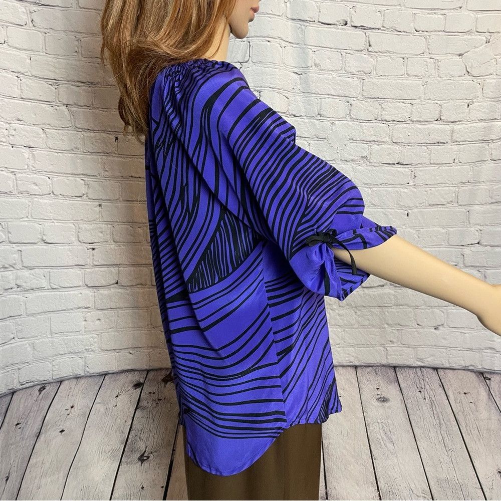 Other New Yumi Kim Purple Black Silk Blouse Size XS Size XS / US 0-2 / IT 36-38 - 3 Thumbnail