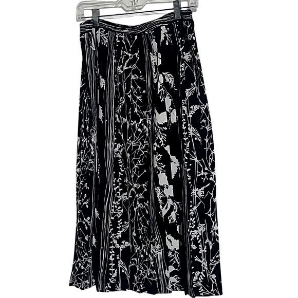 Other Leslie Fay Black & White Floral Pleated Midi Skirt With Elas Size 38" / US 16 / IT 52 - 1 Thumbnail