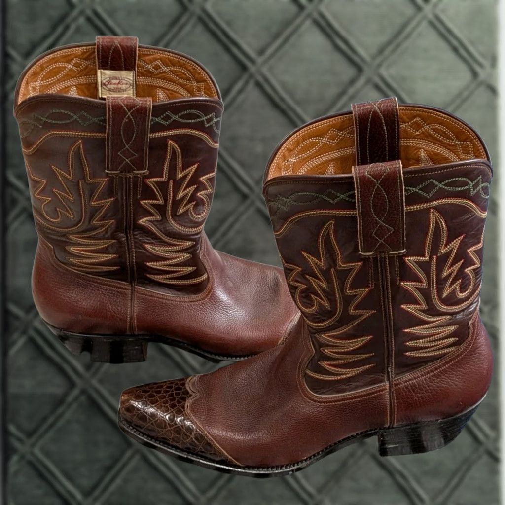 Vintage VINTAGE LeeKee Kowloon Boots Cowboy Western Leather Handmade Hong Kong Brown Size 10-11 Mens Size US 10 / EU 43 - 1 Thumbnail