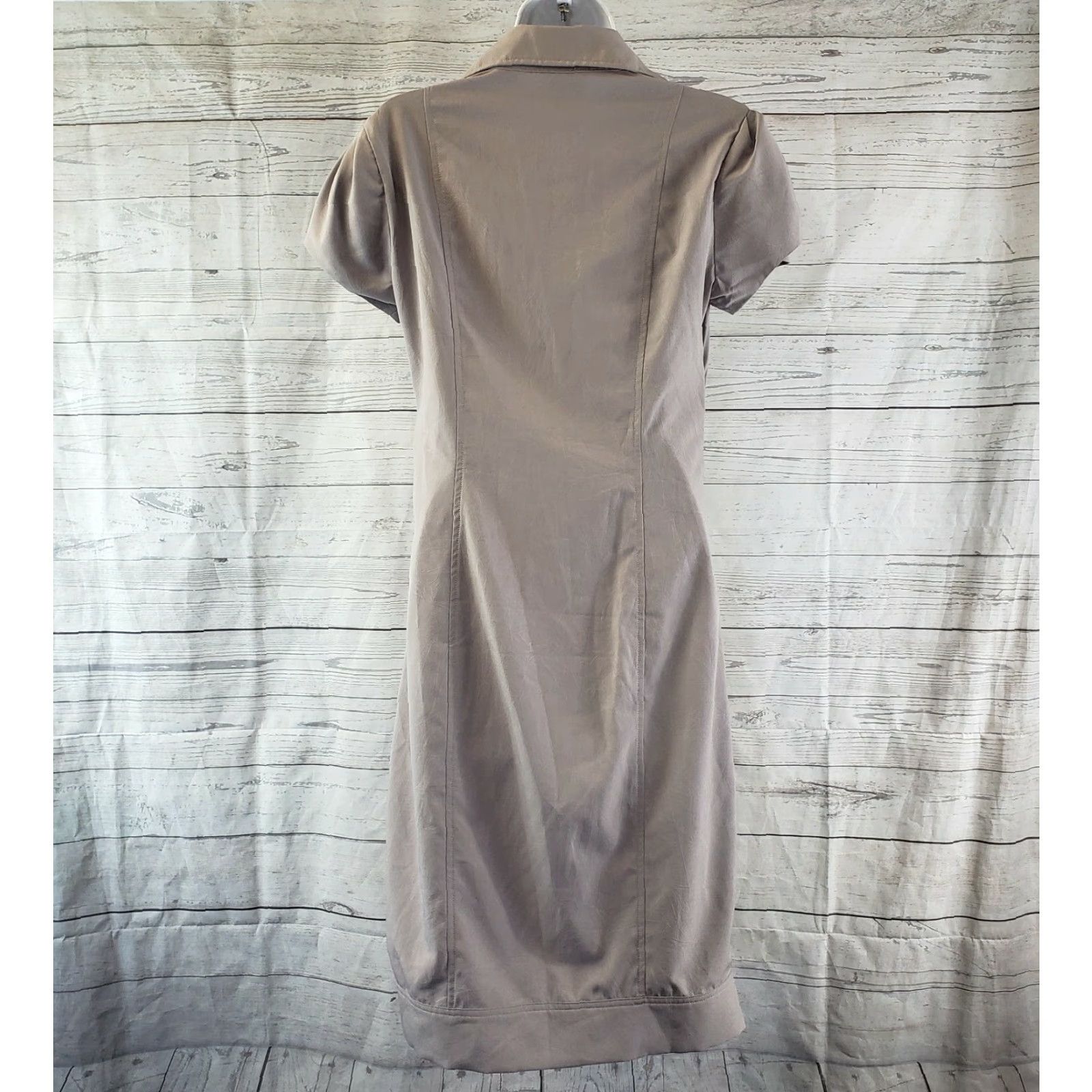 Vintage Dzhavael Couture Womens Dress Solid Gray Short Sleeve Button Front Size Small Knee Length Dress Size 28" / US 6 / IT 42 - 3 Thumbnail