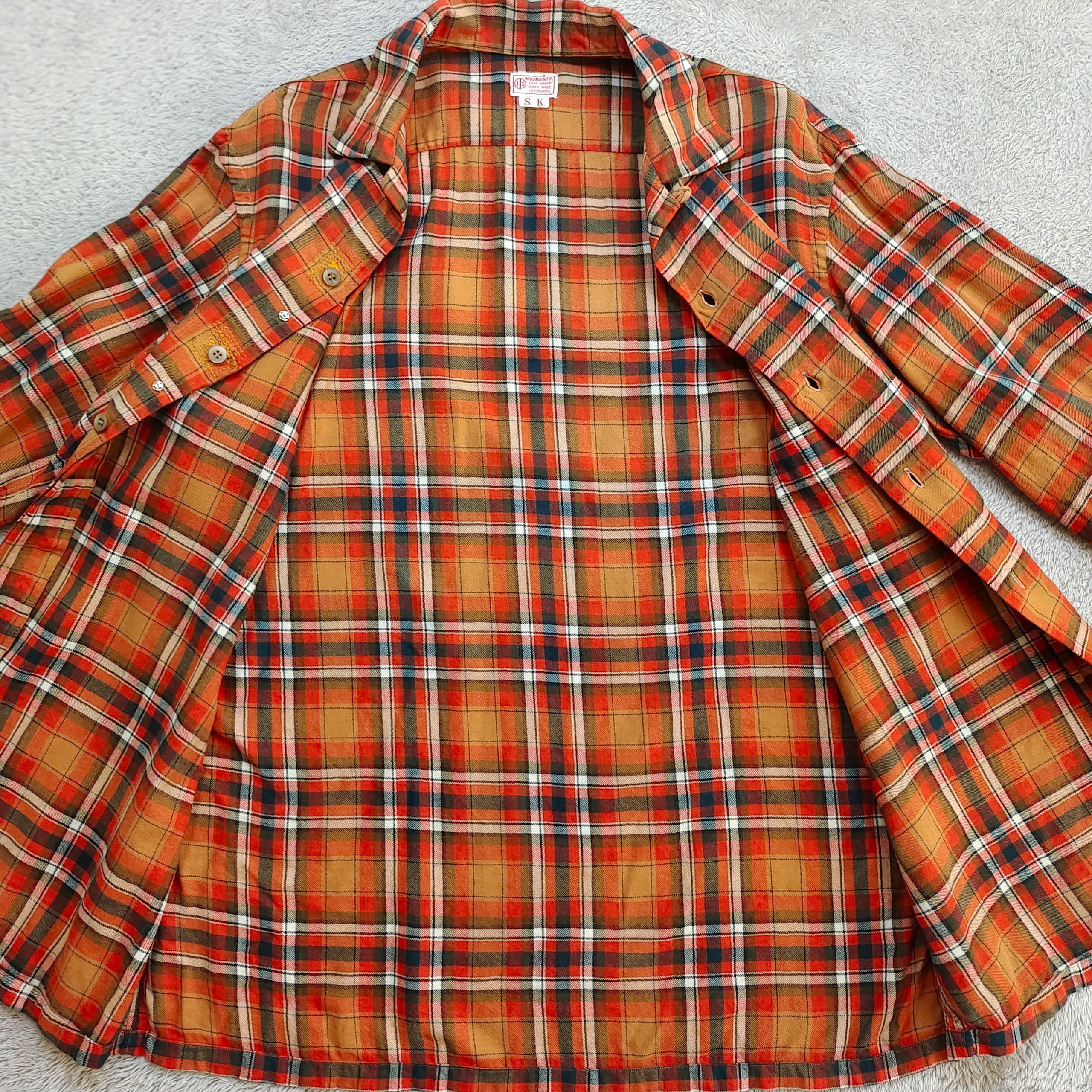 Japanese Brand Vintage 1970s Wakamatsu Yokohama Custom Orange Plaid Flannel Size US XL / EU 56 / 4 - 9 Thumbnail