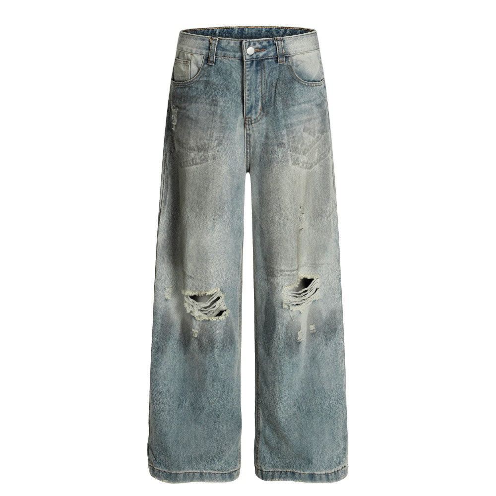 Vintage Men's loose distressed washed casual dirty ripped jeans Size US 32 / EU 48 - 1 Thumbnail