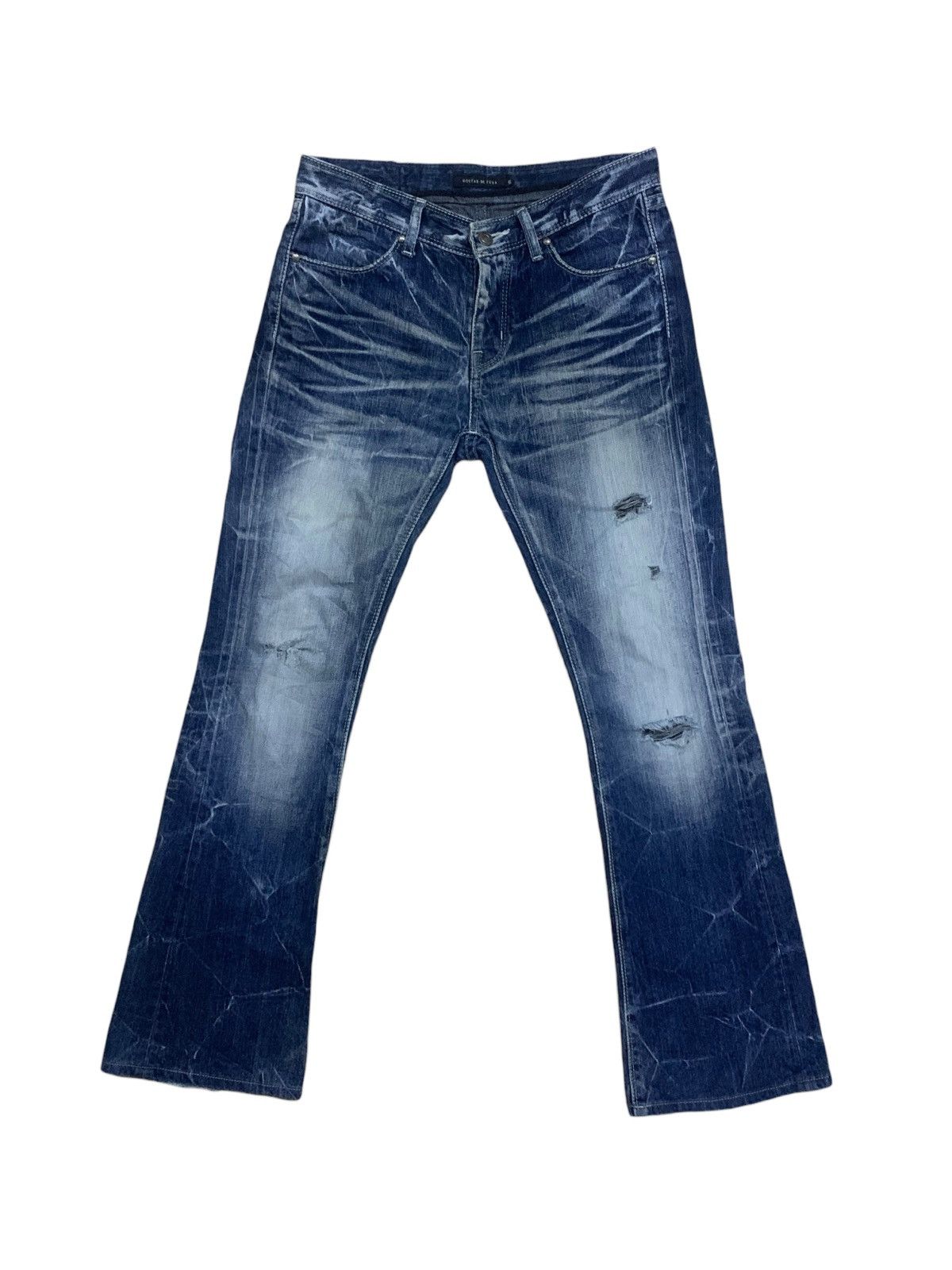 GOSTAR DE FUGA × Japanese Brand 🔥Flare🔥 Vintage Gostar De Fuga Distress Button Fly Jean Size US 31 - 1 Thumbnail