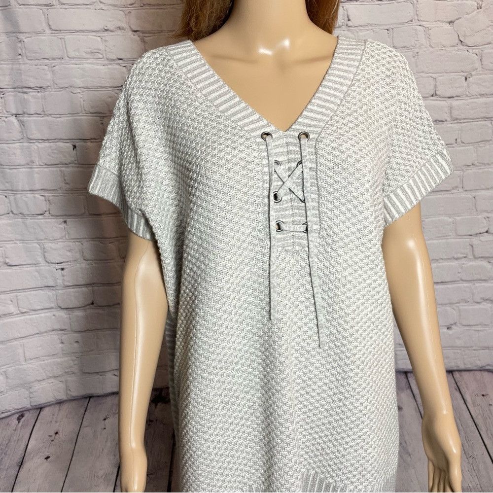 Isaac Mizrahi New Isaac Mizrahi Cotton Lace up Grey Poncho Top Size L Size L / US 10 / IT 46 - 2 Thumbnail