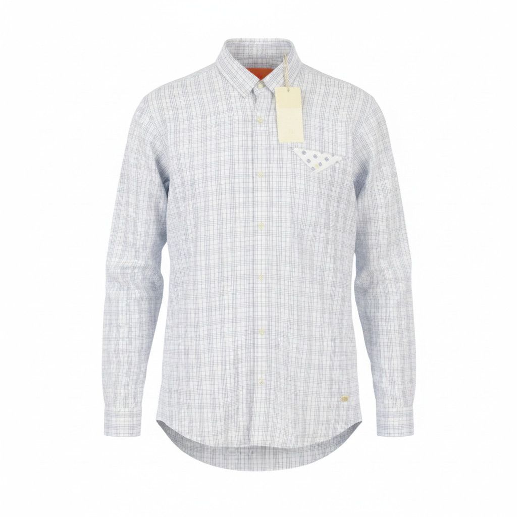 Scotch & Soda S White Plaid Cotton Button-Up Spread Shirt 89046 Size US S / EU 44-46 / 1 - 1 Thumbnail