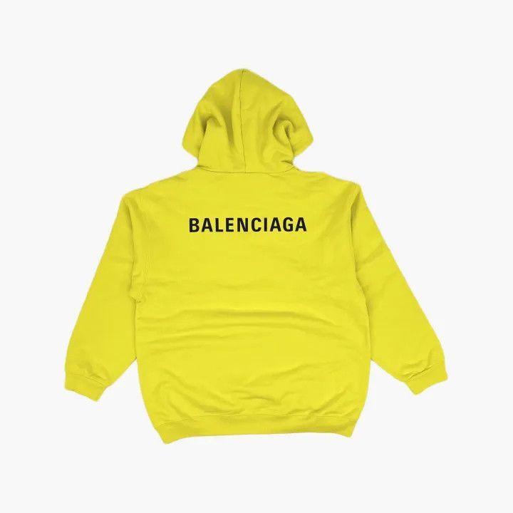 Balenciaga Balenciaga Balenciaga SS21 Logo Drawstring Hoodie in Yello Size US S / EU 44-46 / 1 - 3 Thumbnail