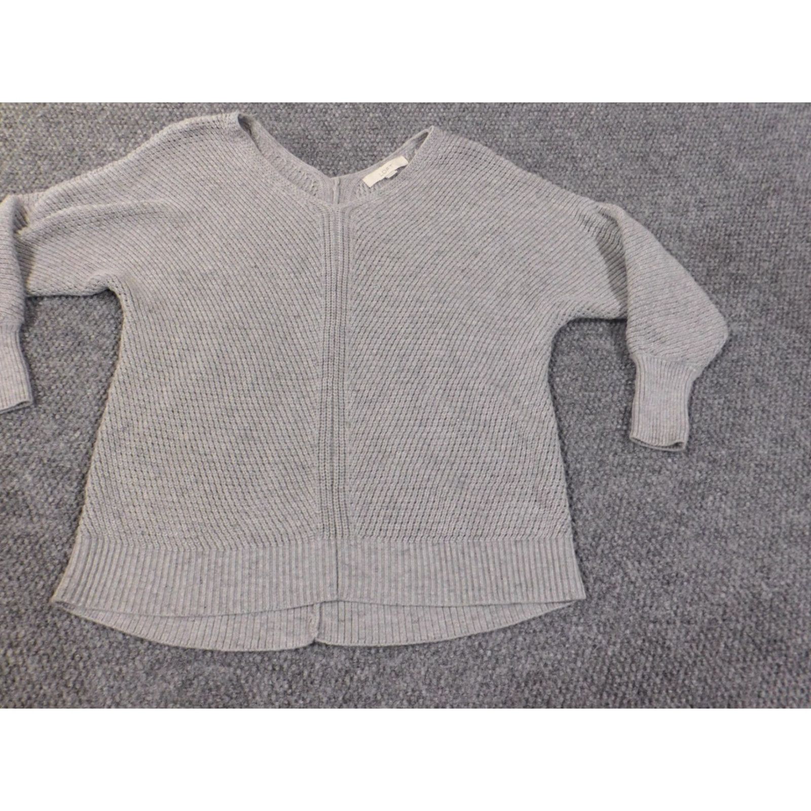 Loft LOFT Sweater Medium Gray Pullover Crewneck Womens Knit Stretch Cotton Crew Neck Rib Knit Long Sleeve Casual Size M / US 6-8 / IT 42-44 - 3 Thumbnail