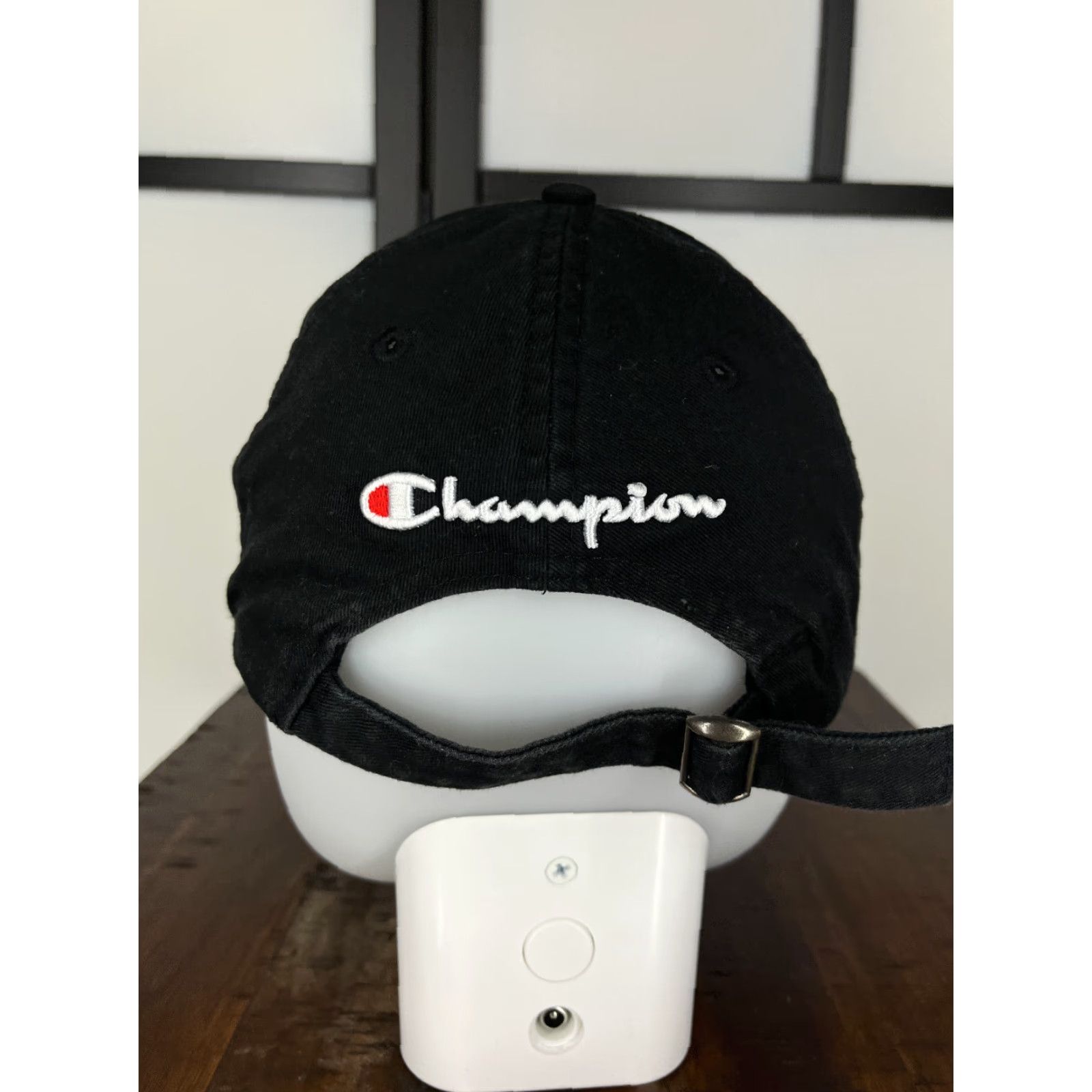 Champion Champion Hat Cap Strap Back Adult One Size Black Embroidered 100% Cotton Golf Hat/Cap Vintage No N/A Size ONE SIZE - 6 Thumbnail