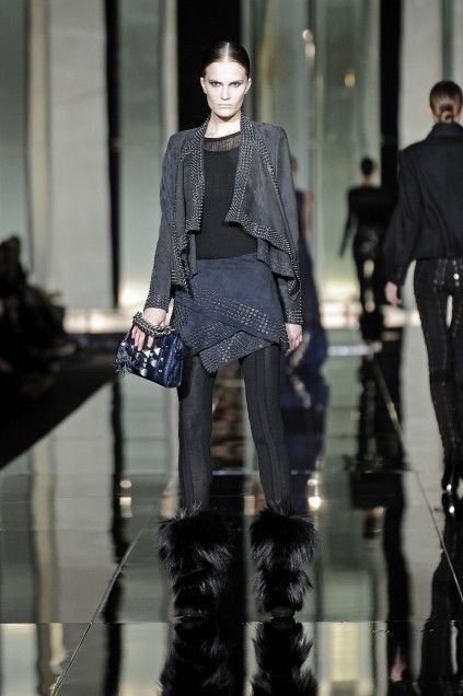 Roberto Cavalli AWO9 Runway Draped Suede Studded Leather Jacket Size M / US 6-8 / IT 42-44 - 4 Thumbnail