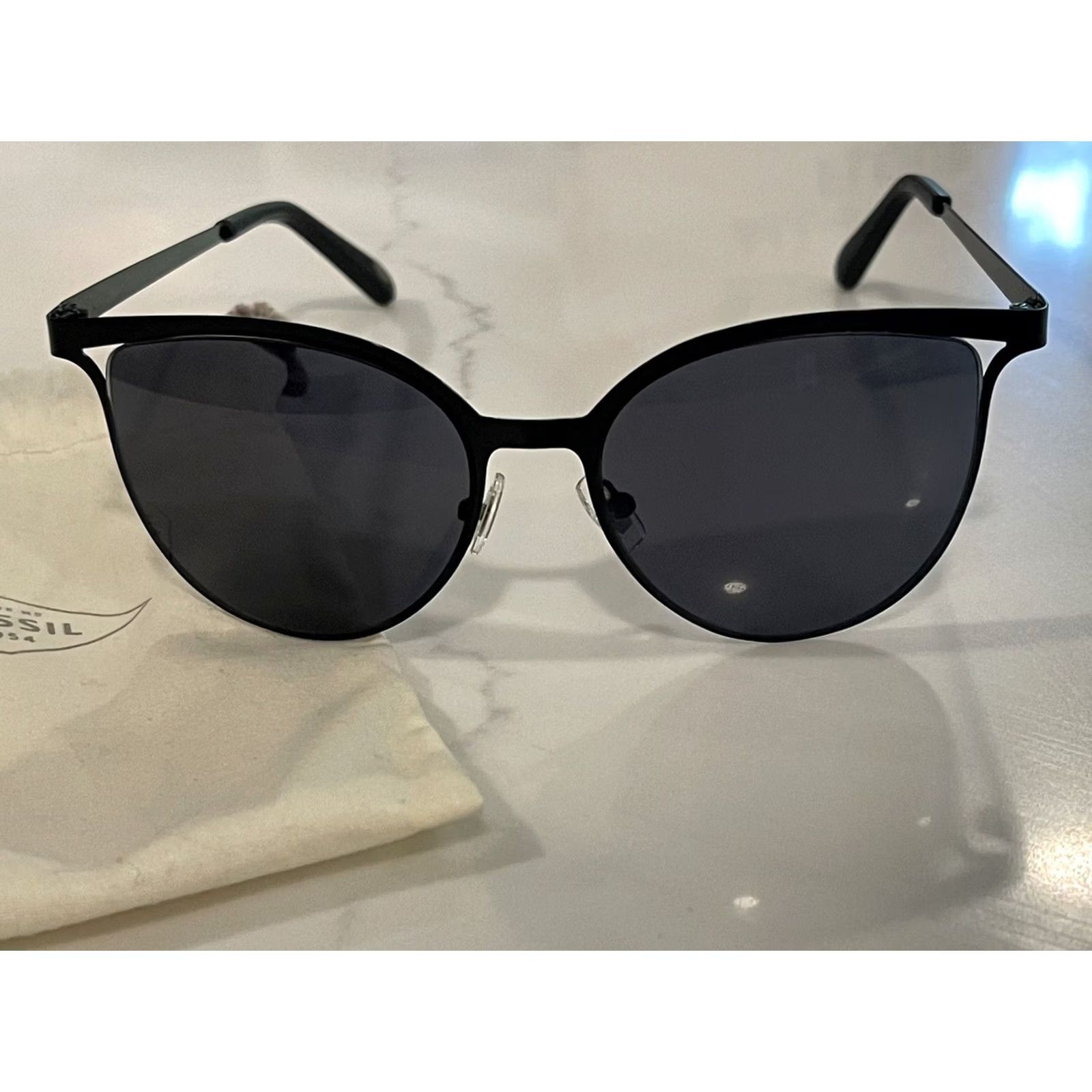 Fossil Fossil Sunglasses Aviator Cat Eye Black Metal 53-17-150 Women's Ladies Size ONE SIZE - 2 Thumbnail
