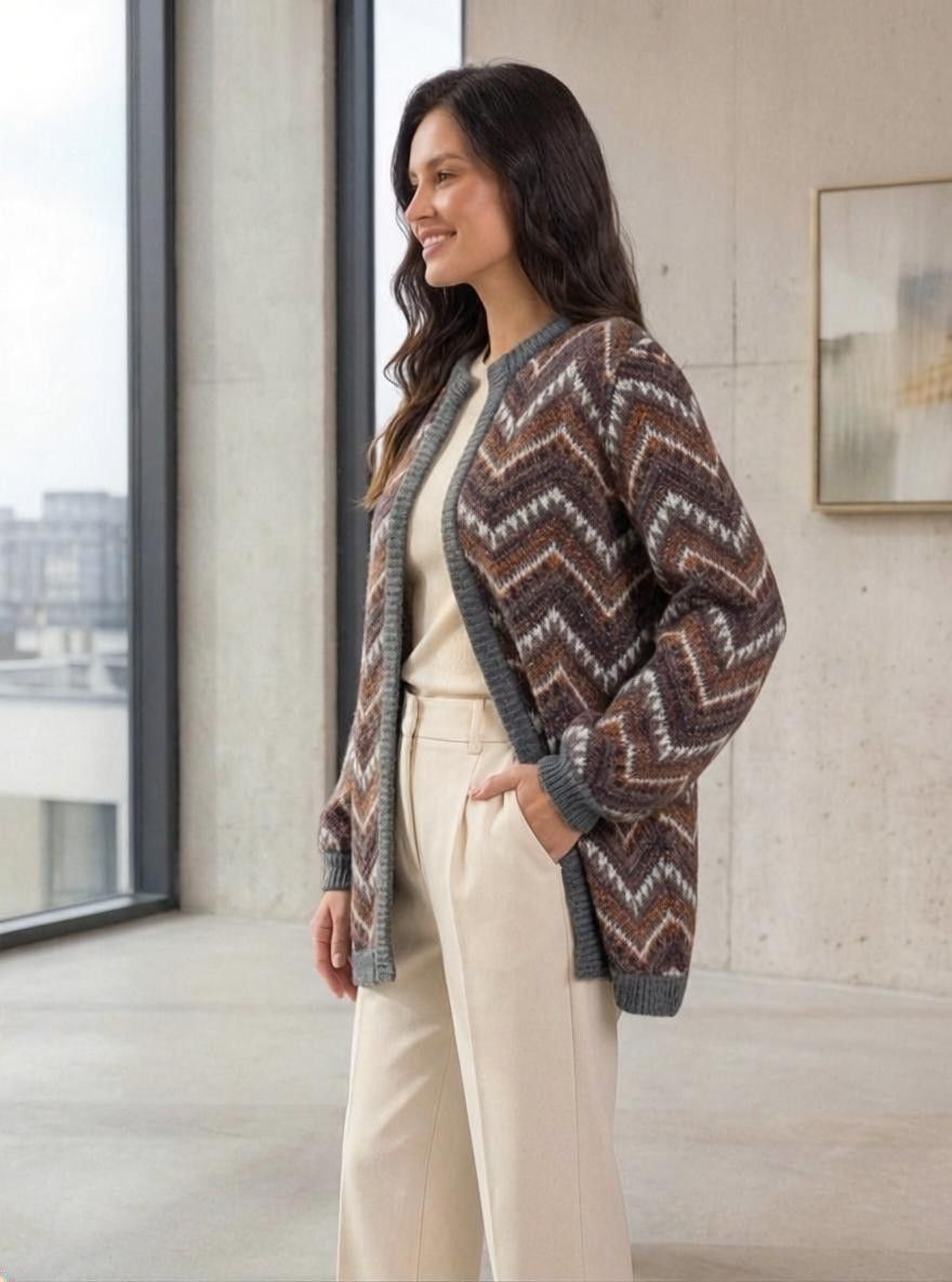 Escada Escada RARE Vintage Metallic Chevron Knit Bomber Jacket 80s Size M / US 6-8 / IT 42-44 - 2 Thumbnail