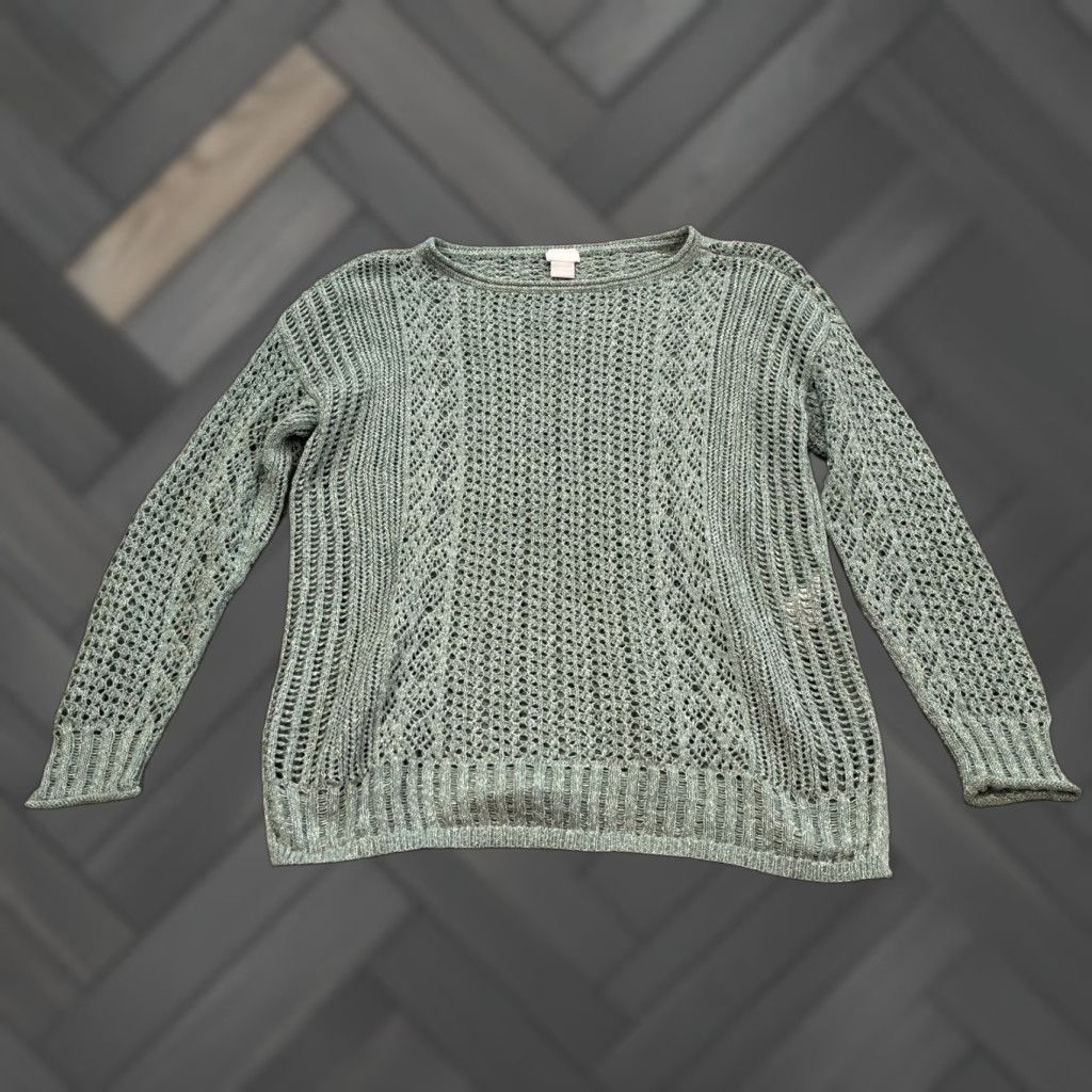 Vintage Chicos Sweater Size 1 Medium Turquoise Long Sleeve Pullover Open Knit Casual Shirt? Size XS / US 0-2 / IT 36-38 - 1 Thumbnail