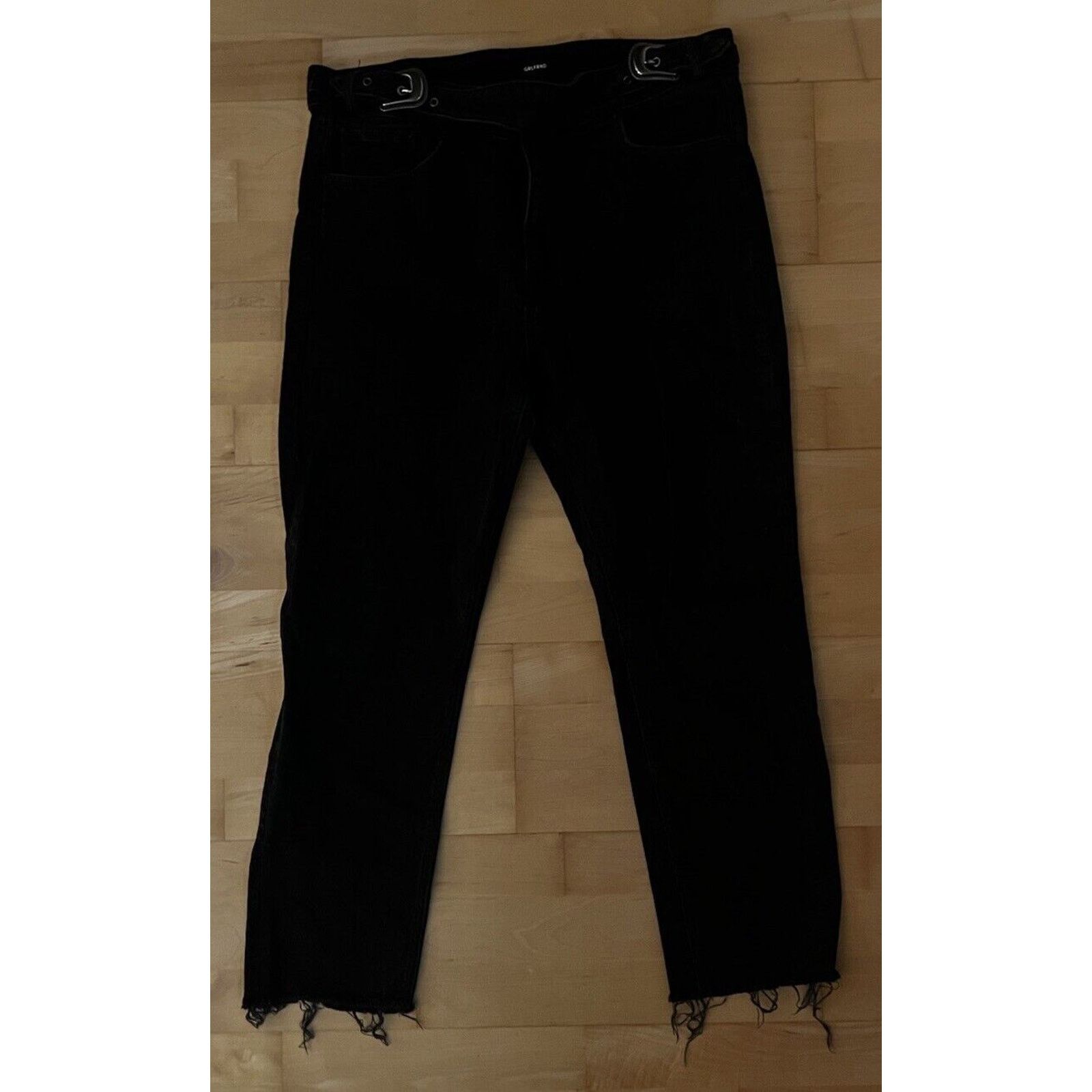 GRLFRND GRLFRND BLACK ZOEY Western Silver BELTED JEANS Raw Hem 32 Size 32" / US 10 / IT 46 - 2 Thumbnail
