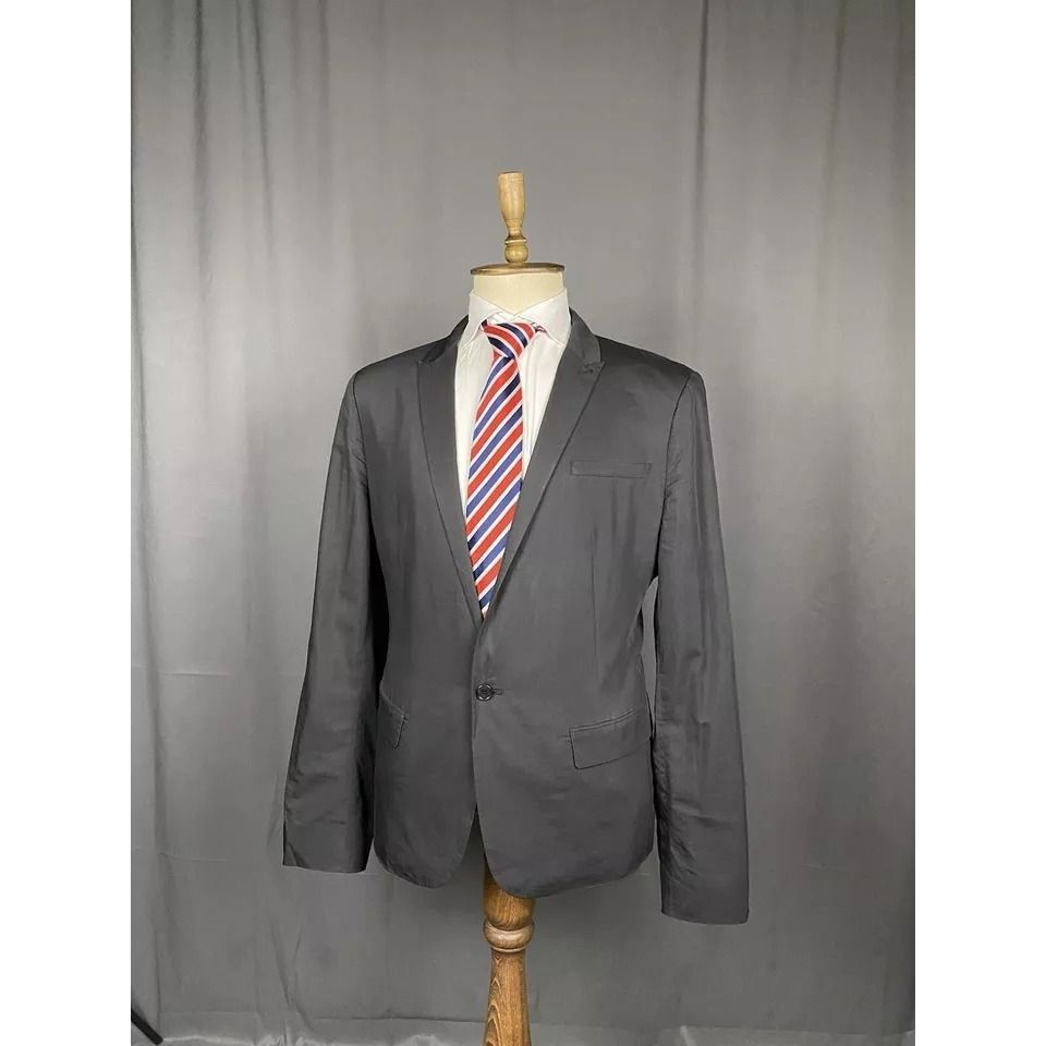 Allsaints Allsaints Men's Black Cotton Silk Blazer Sportcoat Jacket Si Size 44R - 5 Thumbnail