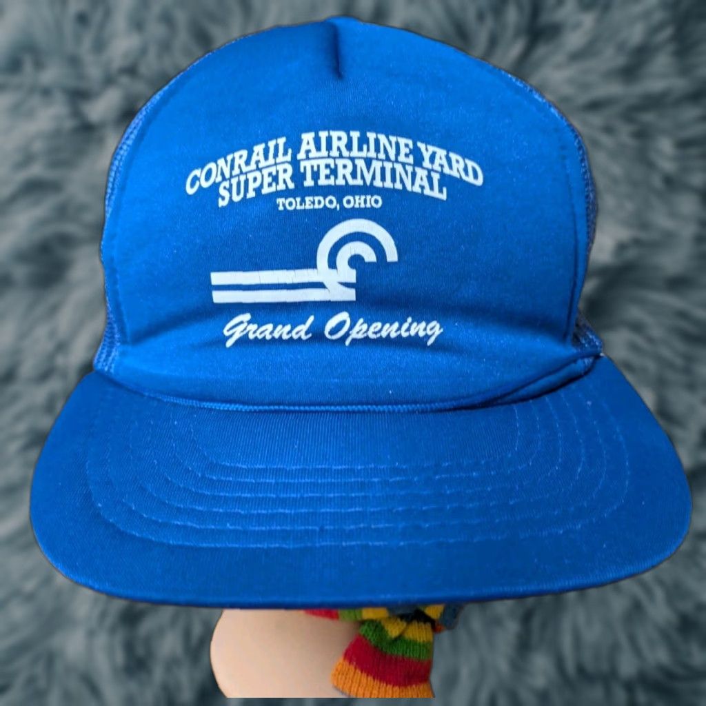 Vintage VTG Conrail Airline Toledo OH Grand Opening Hat Cap Trucker Adjustable Men Blue 1994 Vintage NYC Penn Central Norfolk Southern Size ONE SIZE - 1 Thumbnail