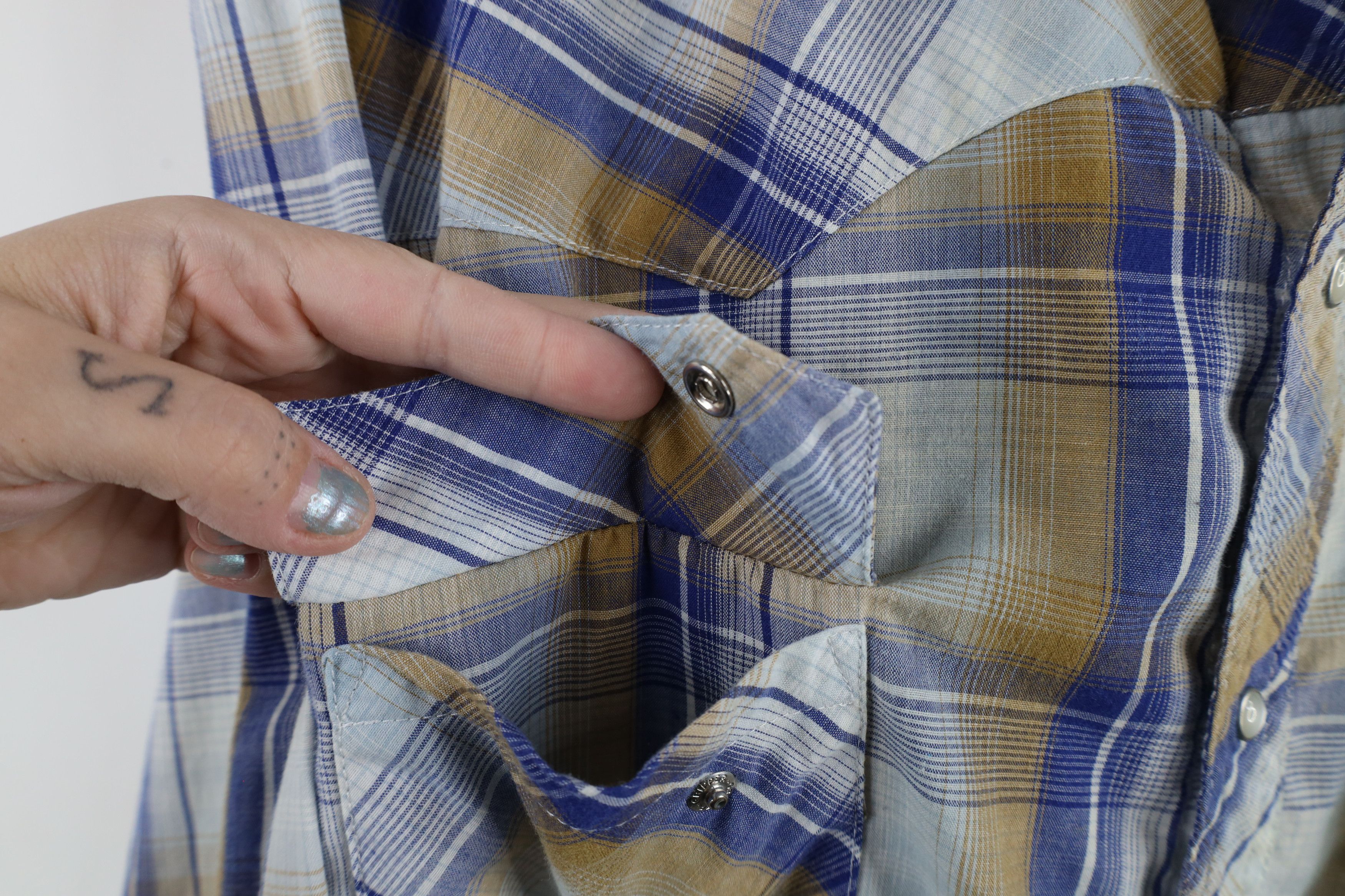 Vintage × Wrangler Vintage 90s Wrangler Rodeo Wrancher Snap Button Shirt Plaid Size US XXL / EU 58 / 5 - 5 Thumbnail