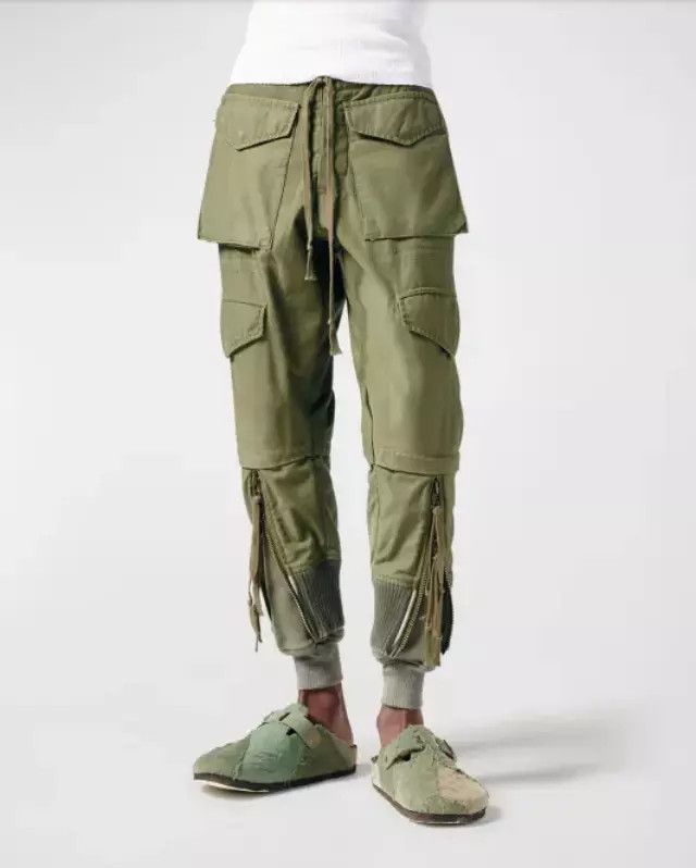 $1800 Greg Lauren Army Zip Front Lounge Pants
