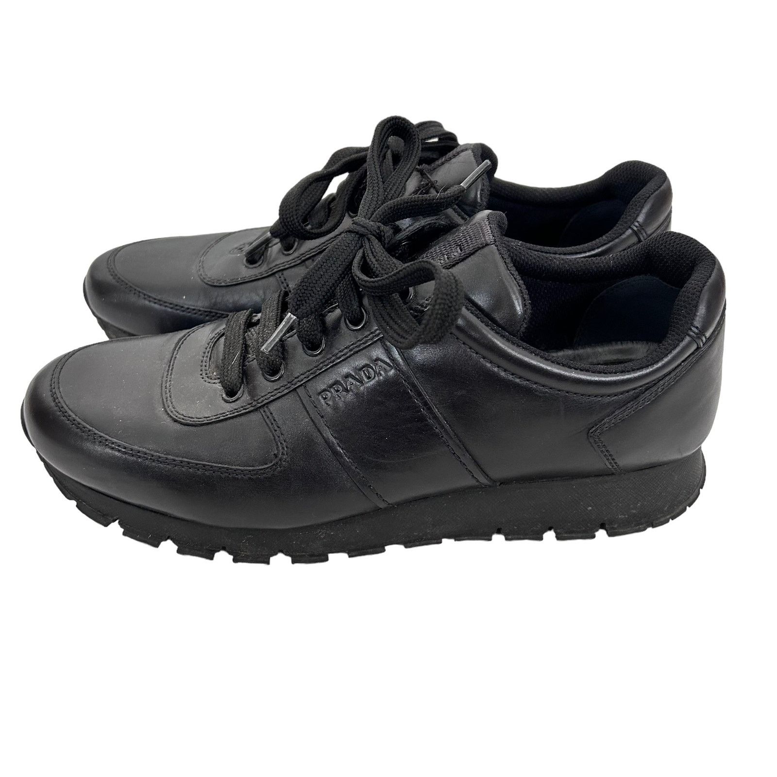 Prada Prada Black Leather Sneakers Sz 41 Size US 11 / IT 41 - 5 Thumbnail