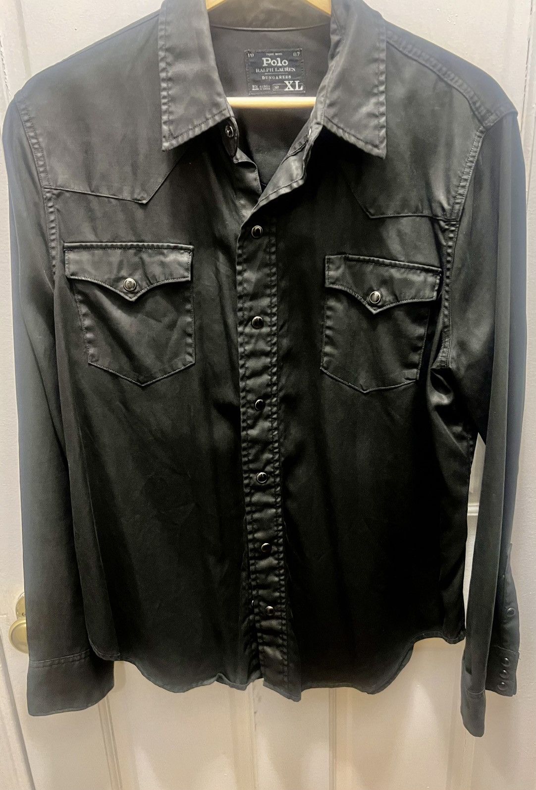 Black Waxed Western Button Up