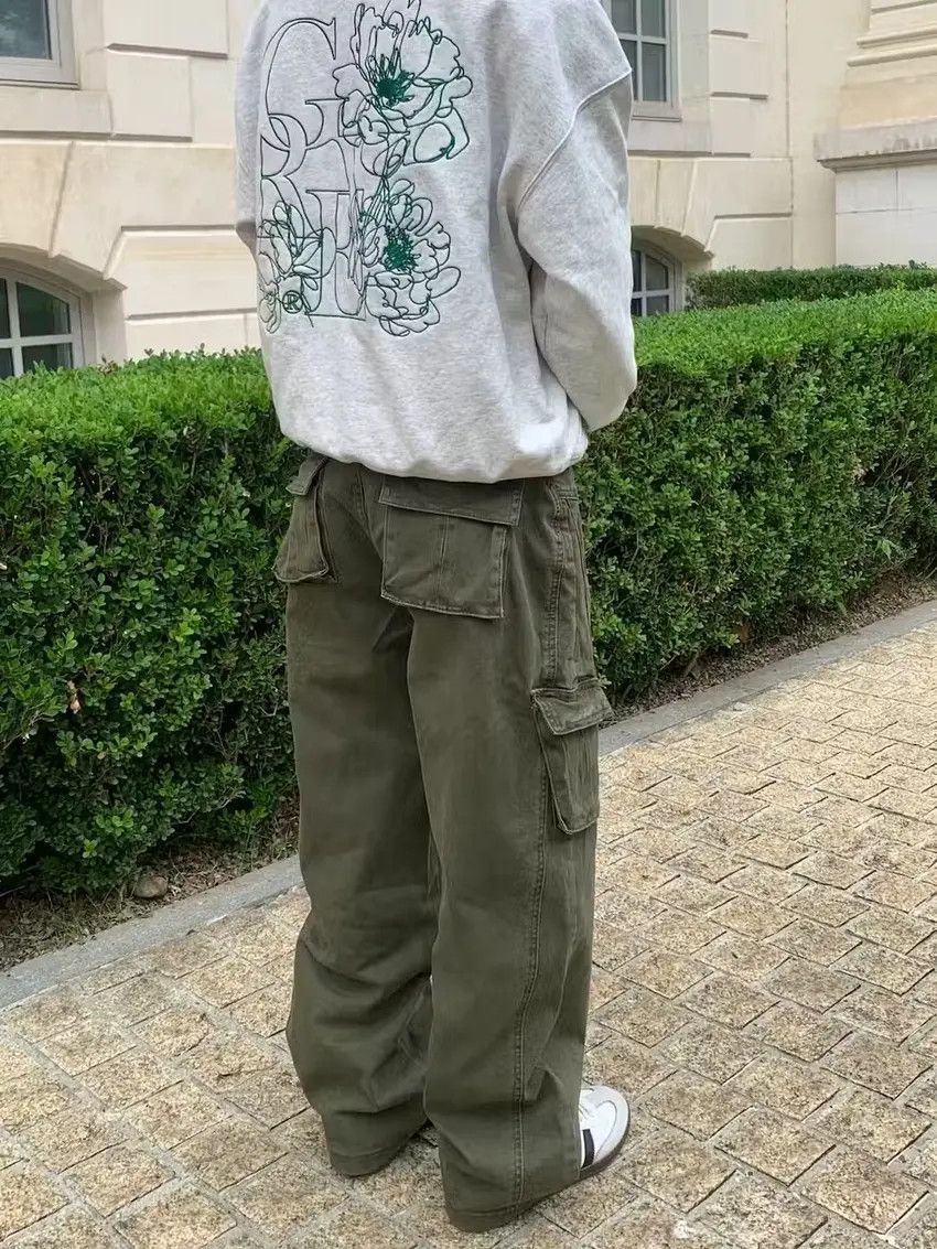 Designer × Japanese Brand Miltary green washed faded utility baggy cargo pants Size US 32 / EU 48 - 3 Thumbnail