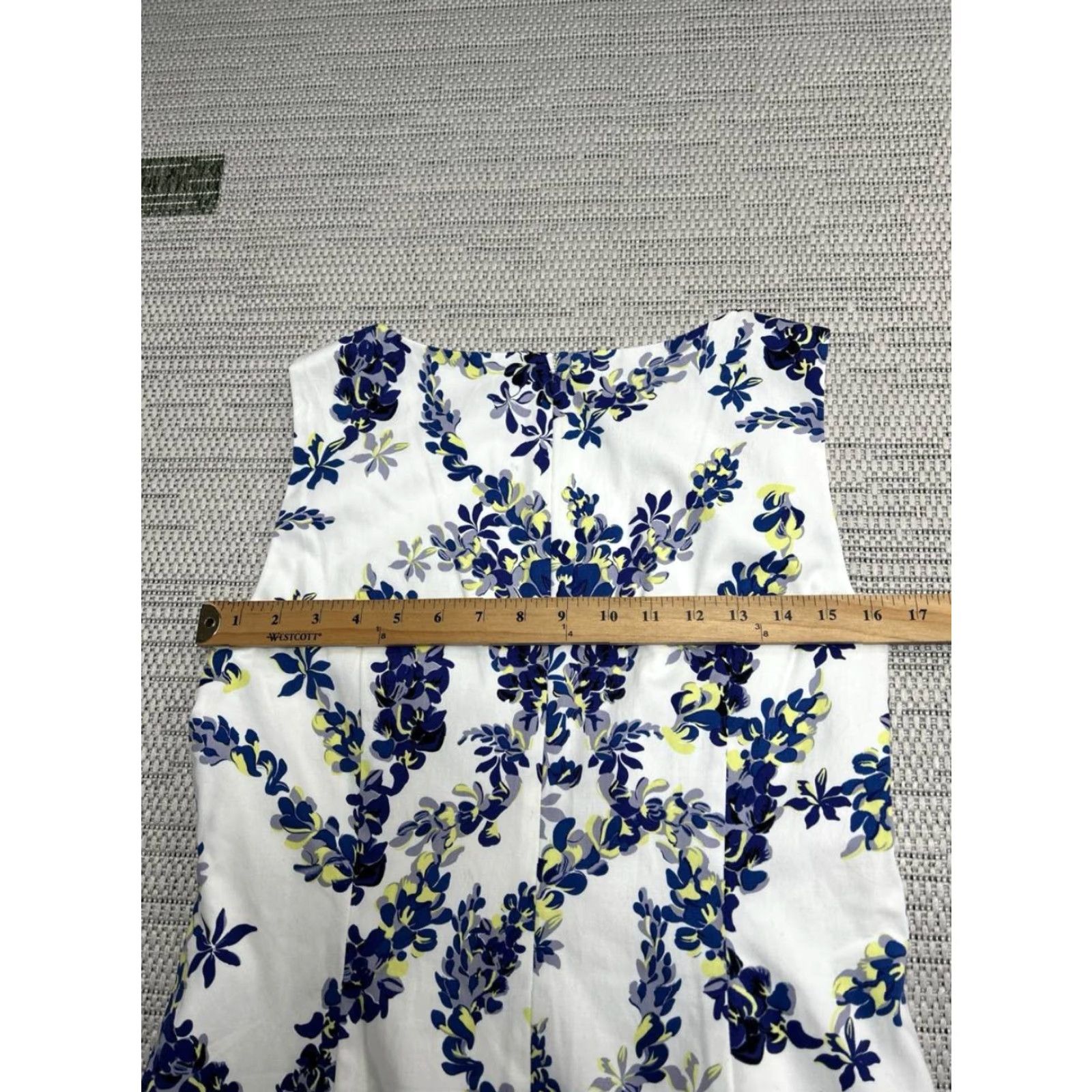 Vintage Hobbs Pencil Dress Womens 12 White Back Zip Stretch Floral Print Size XL / US 12-14 / IT 48-50 - 4 Thumbnail