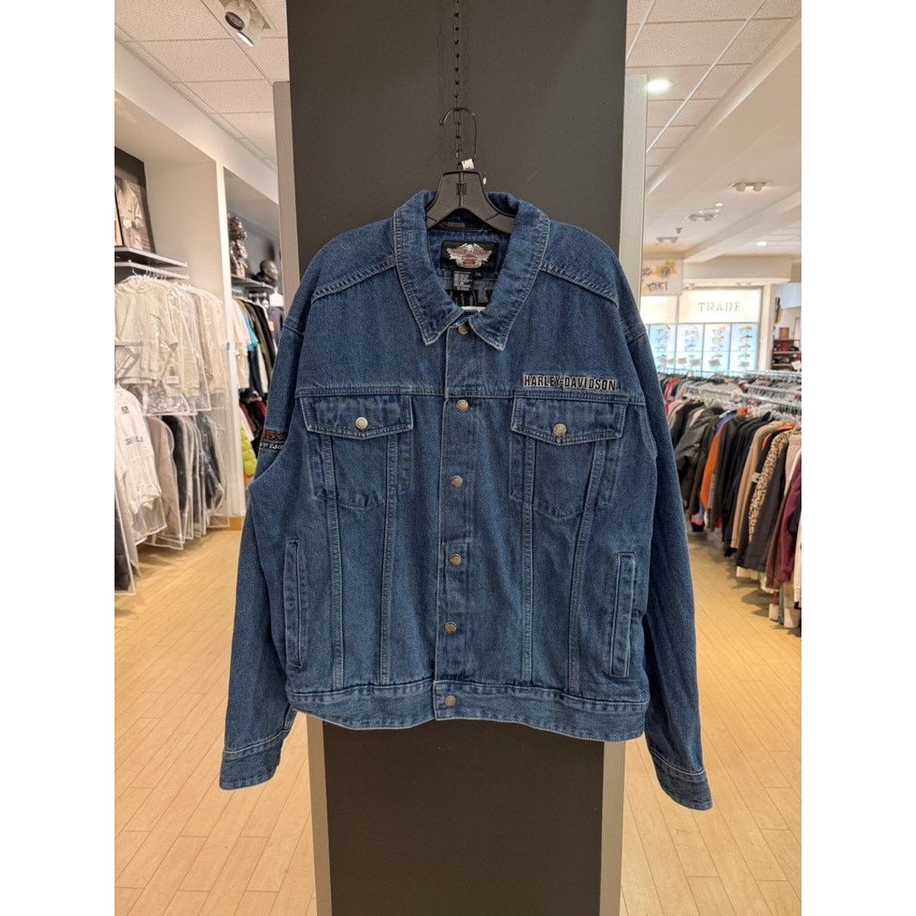 Harley Davidson × Vintage 2008 Harley Davidson 105 Years Vintage Denim Trucker Jacket Size US XXL / EU 58 / 5 - 4 Thumbnail