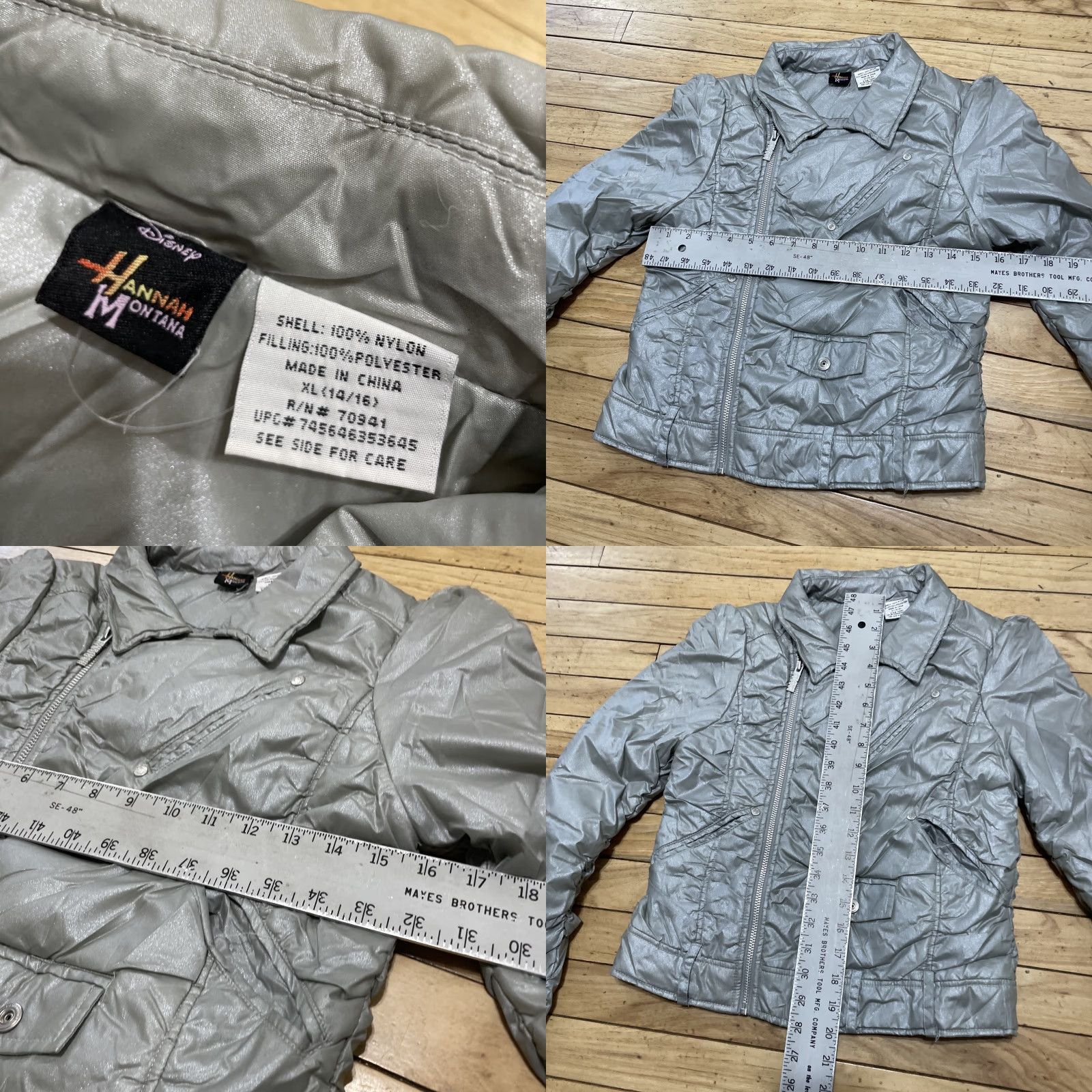 Disney VINTAGE Disney Hannah Montana y2k Jacket Junior XL 12/14 Silver Metallic Moto Crop RARE Size XL / US 12-14 / IT 48-50 - 8 Thumbnail