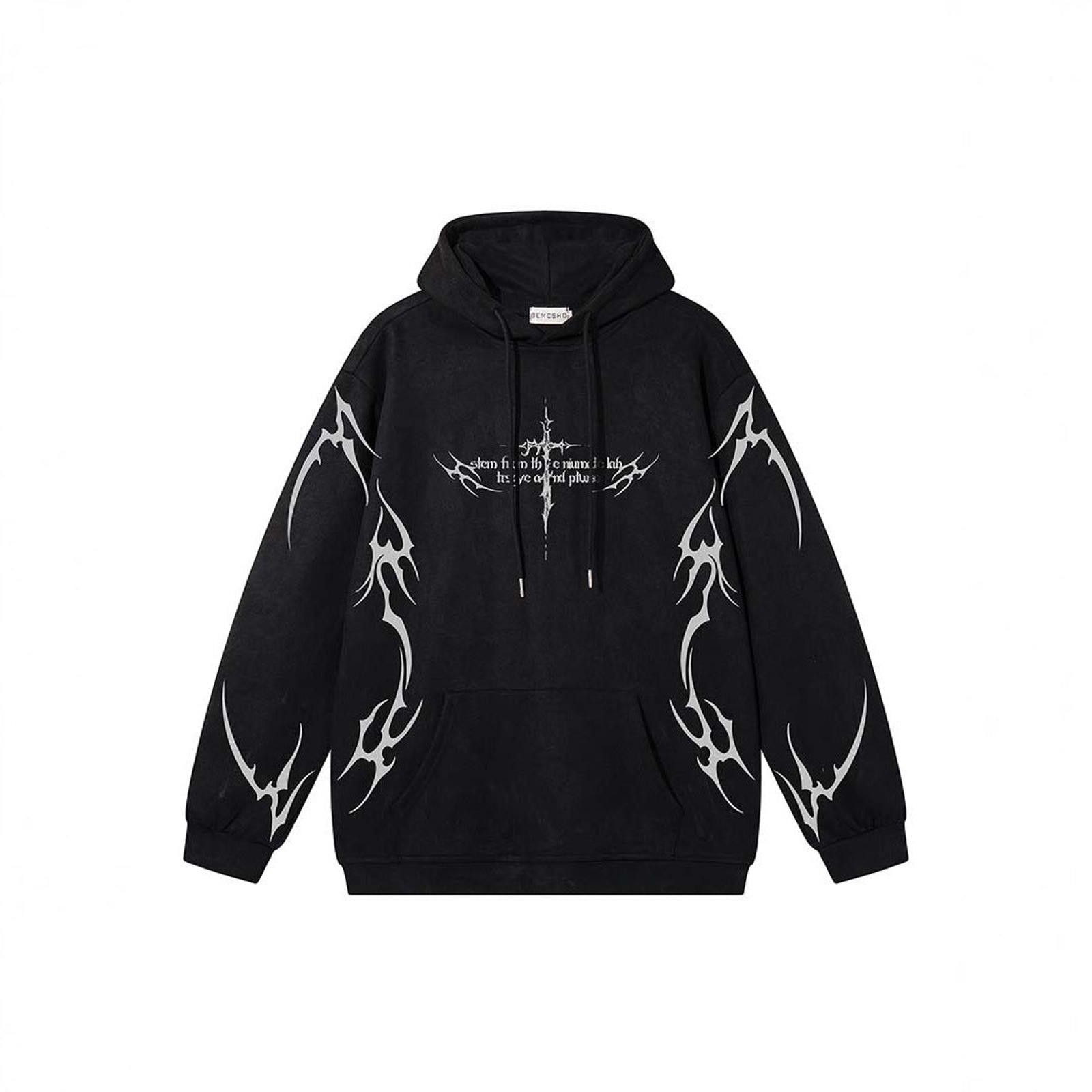 Japanese Brand Graphic Print Oversized Hoodie, Men's Hooded Sweatshirt Size US M / EU 48-50 / 2 - 1 Thumbnail