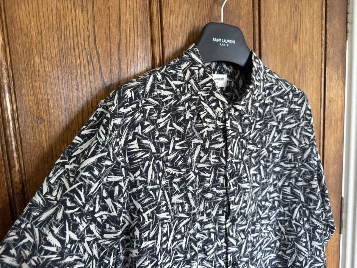 Saint Laurent Paris SS14 Saint Laurent Black white Brush squiggle silk shirt Size US M / EU 48-50 / 2 - 13 Thumbnail