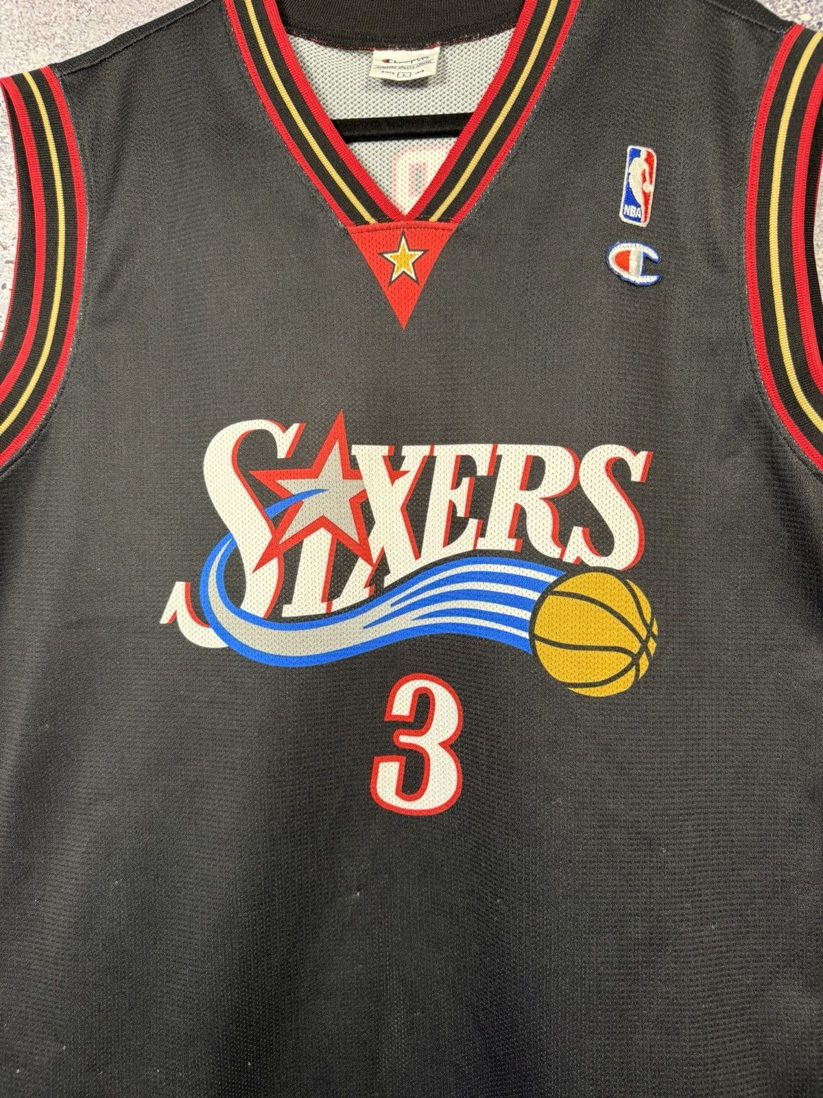 NBA #3 Allen Iverson 90’s Champion Sixers Philadelphia Jersey Size US L / EU 52-54 / 3 - 6 Thumbnail