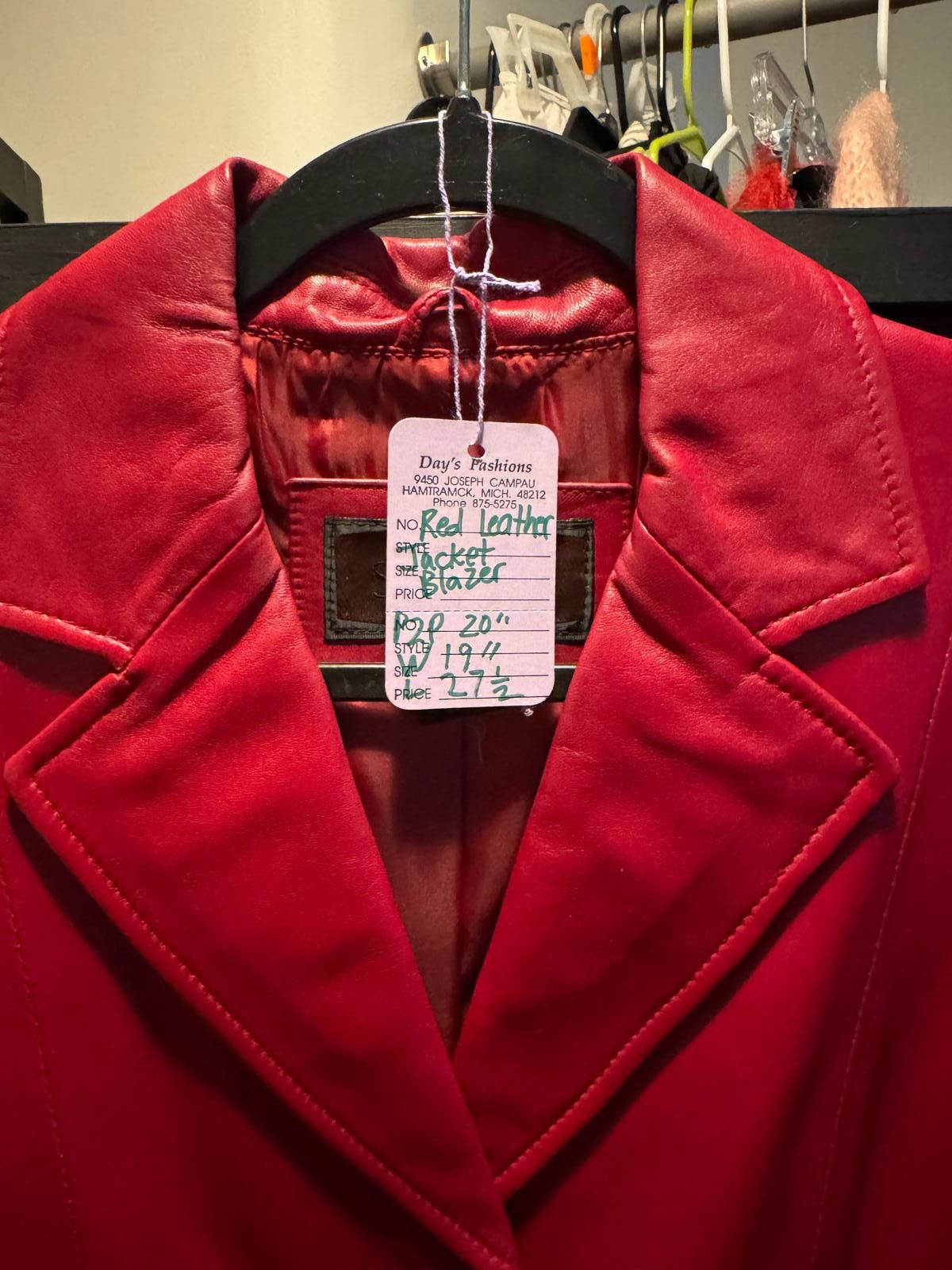 Designer Red leather Button up Jacket blazer size 8 Size M / US 6-8 / IT 42-44 - 1 Thumbnail