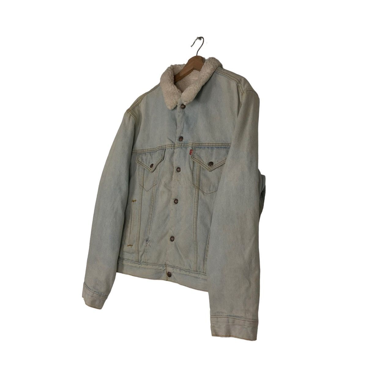 Levi's 🔥VINTAGE DENIM BIKER JACKET LEVI’S USA SHEARLING MINK FUR Size US M / EU 48-50 / 2 - 2 Thumbnail