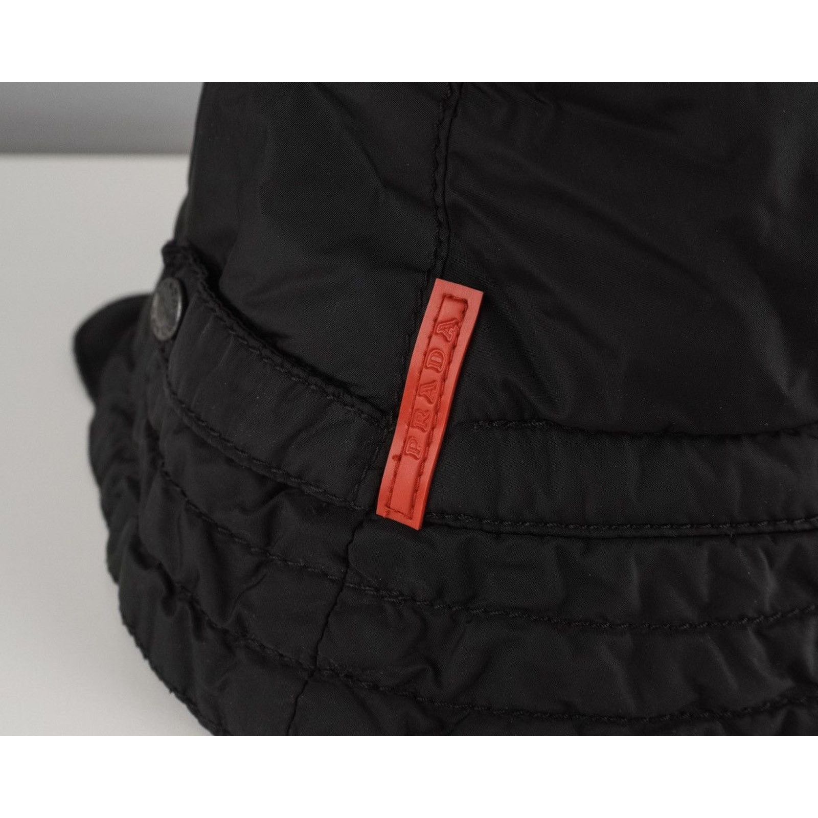 Prada Vintage prada sport linea rossa logo nylon black bucket hat Size ONE SIZE - 4 Thumbnail