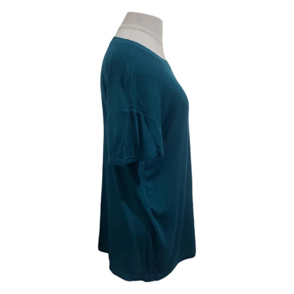 Nordstrom CT1819 Nordstrom Lightweight Short Sleeve Teal Ribbed Tee M Size M / US 6-8 / IT 42-44 - 3 Thumbnail